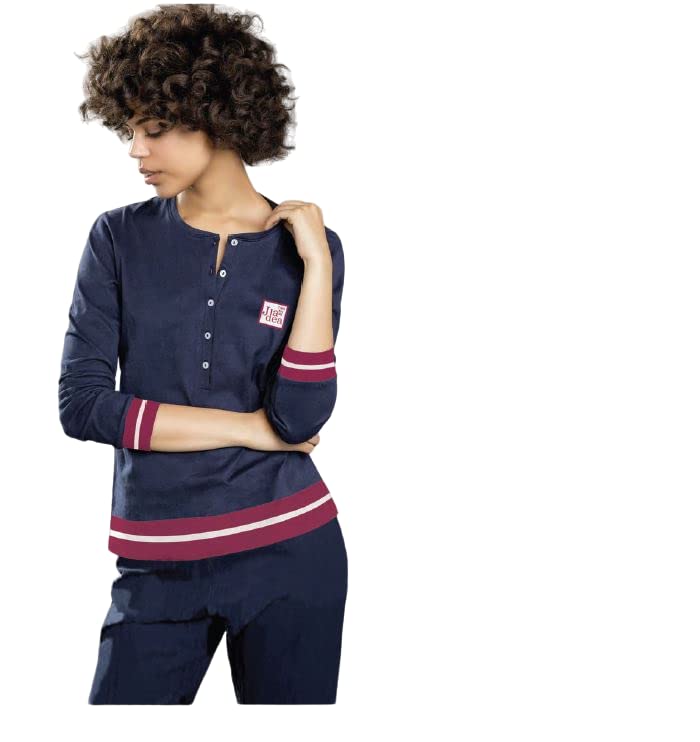 Lady C Pigiama Ragazza Cotone Jersey Serafino 5 Bottoni Interlock