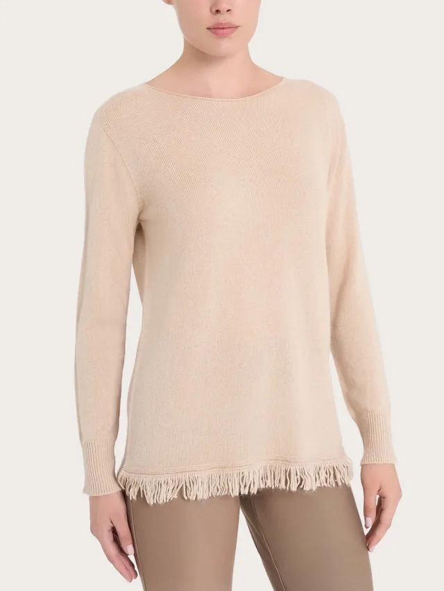 Ragno Merino Soft maglia girocollo frange moonlight calda