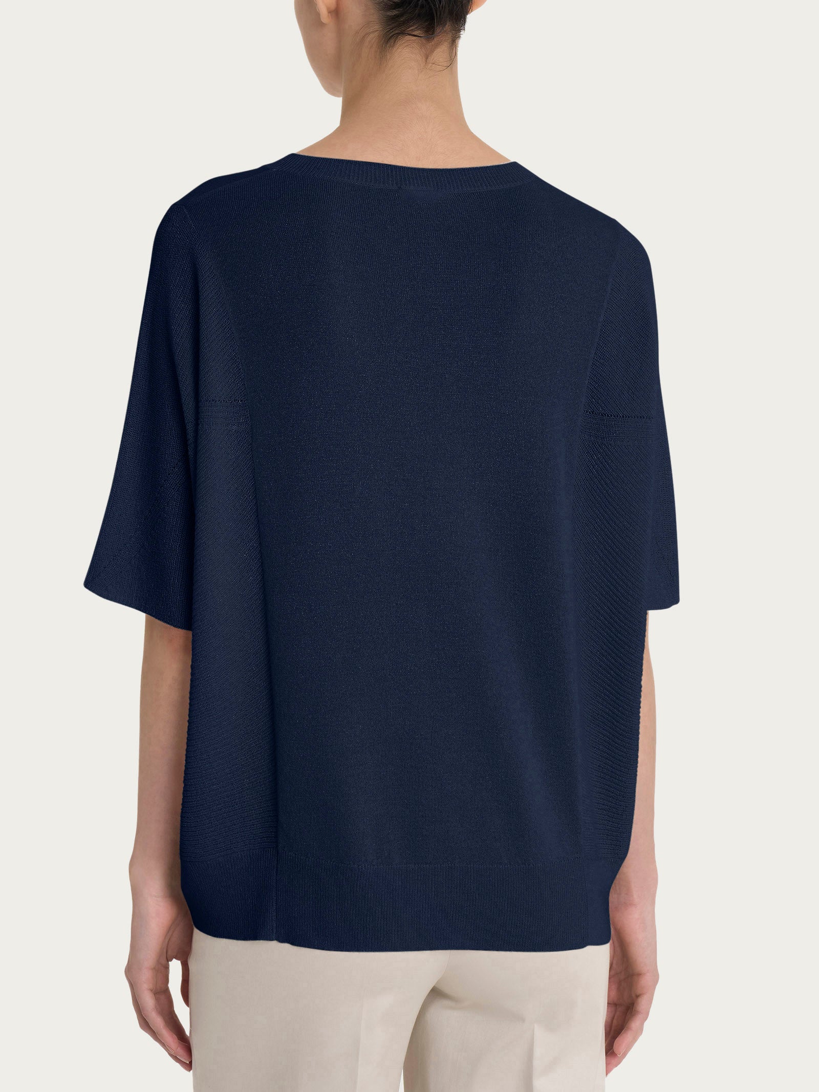 Ragno SL Maglia Scollo a V 3/4 Bleu crepe lurex