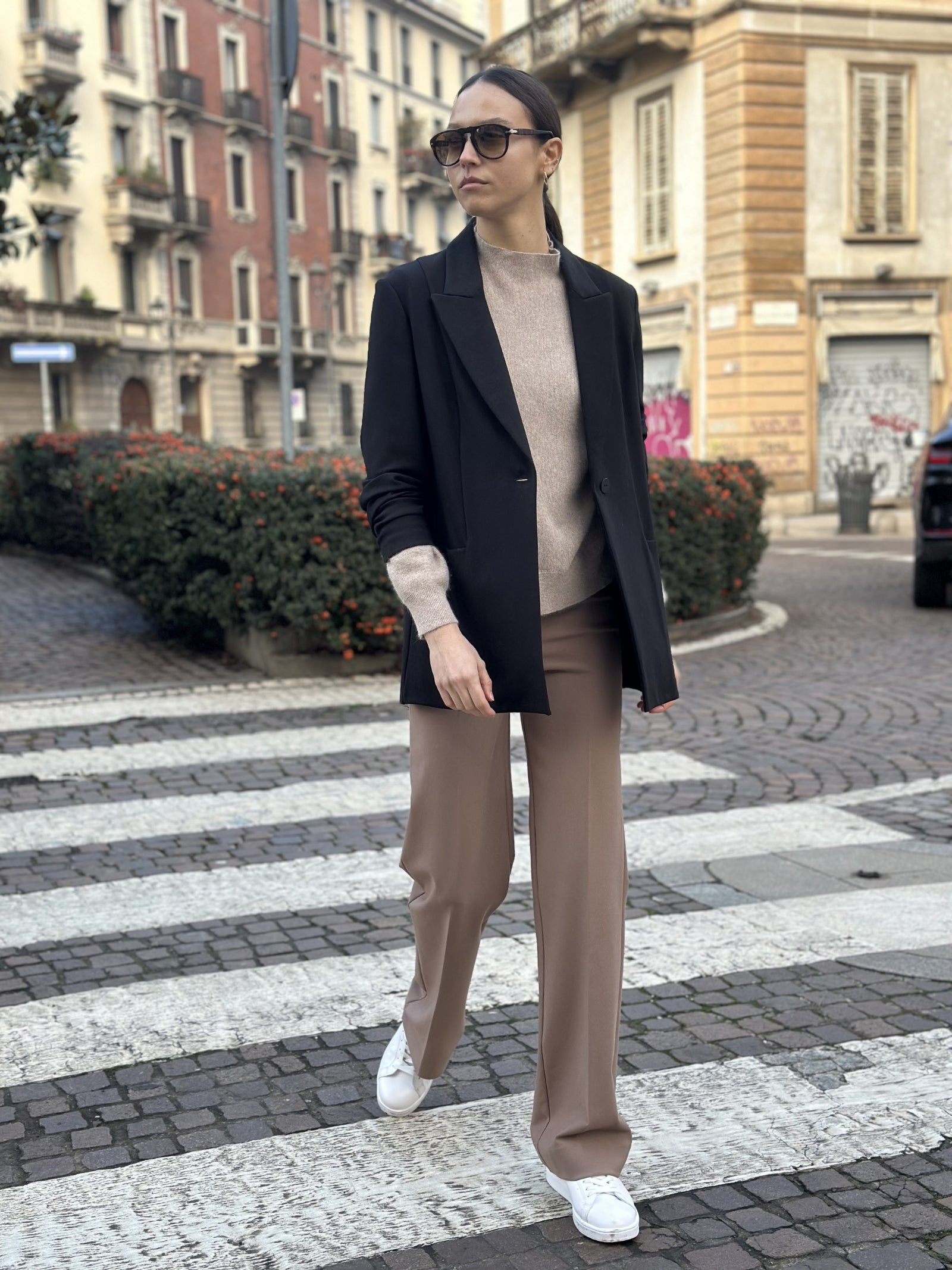 Ragno Compact The Wide Leg pantalone ampio salsa viscosa