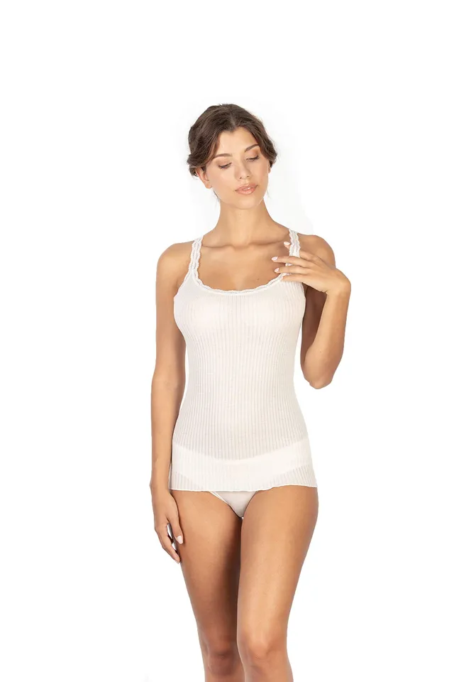 Lady C 305 Canotta Lana Microfibra Plissé Donna