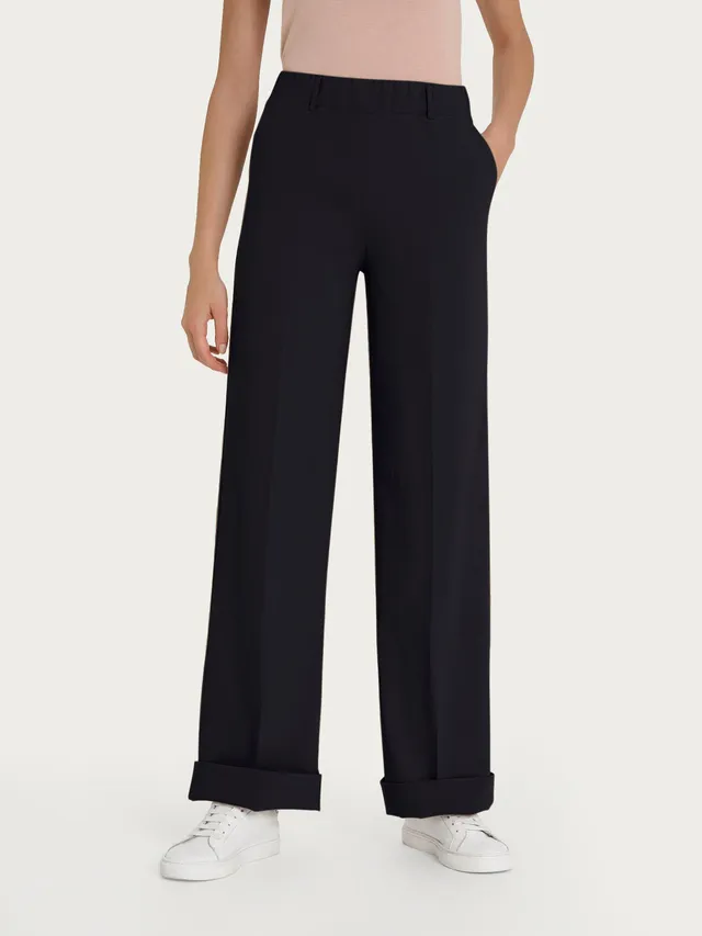 Ragno Super Natural pantalone ampio donna nero in cotone