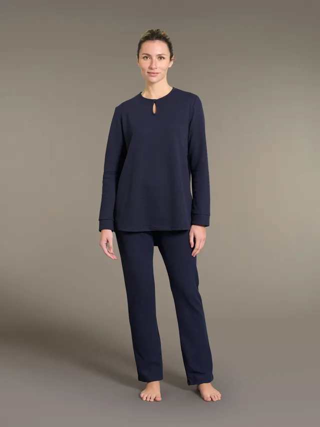 Ragno Pigiama Lungo Scollo a Goccia Cotton Eco Pile Tenebre invernale