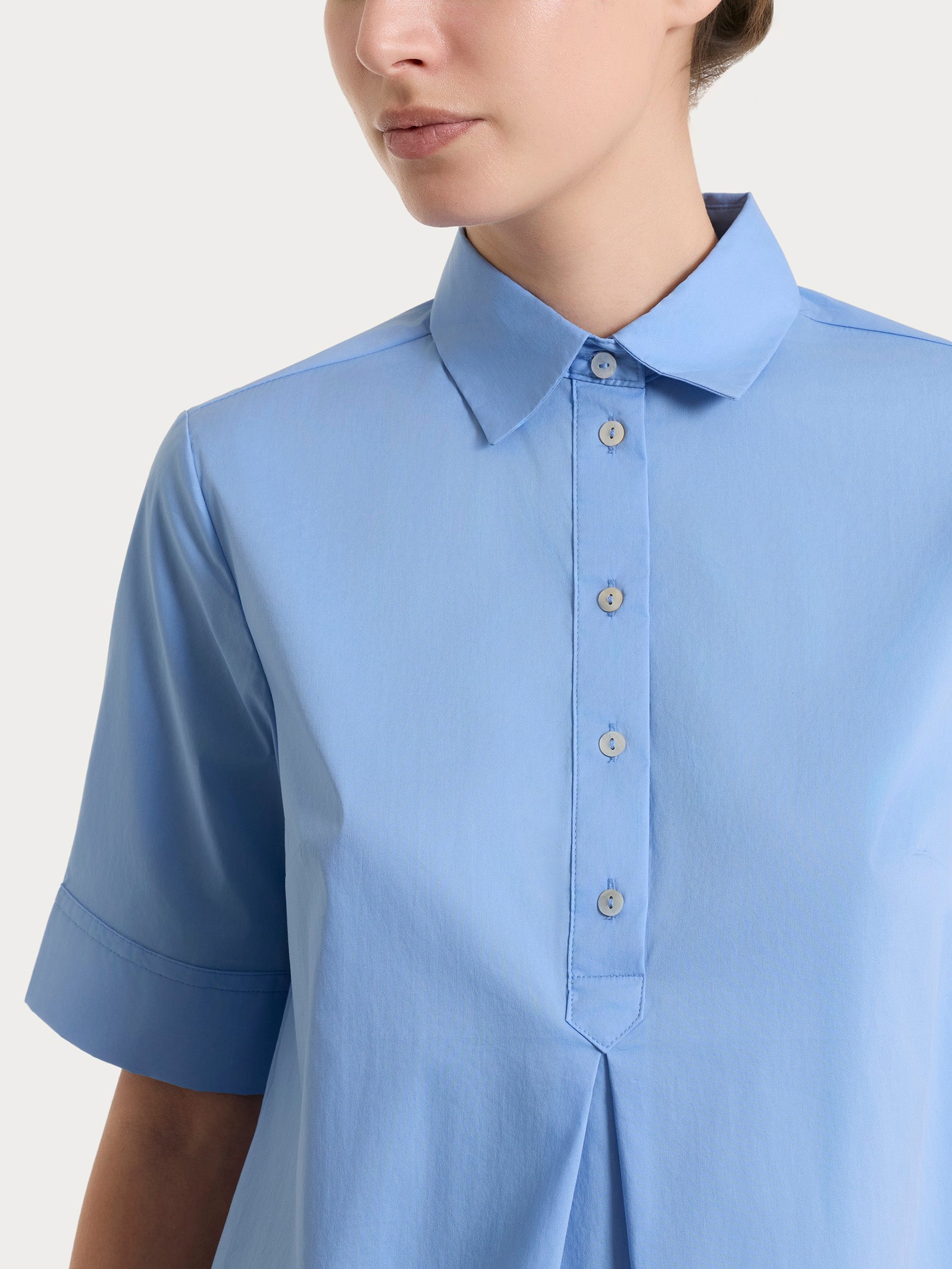 Ragno Camicia Collo Serafino Poplin Cotone Bel Air Blue