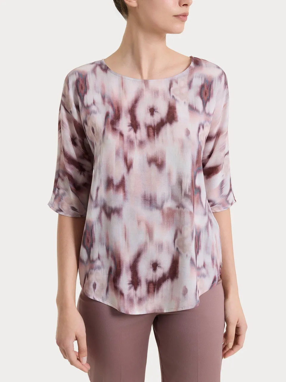 Ragno EcoSeta Blusa Manica Kimono 3/4 Fantasia Mahogany