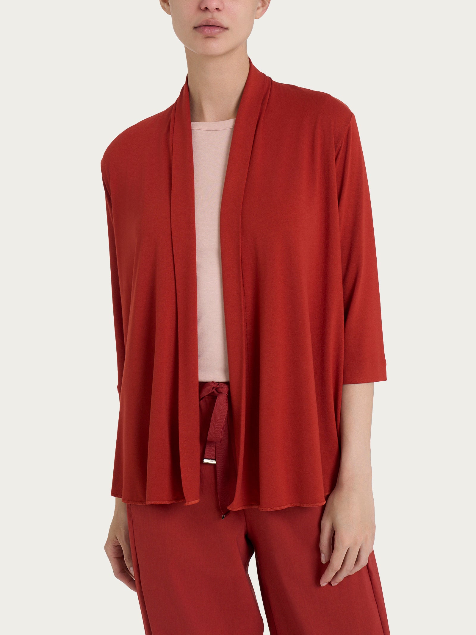 Ragno Viscosa Summer cardigan corto Red Ochre fresco donna