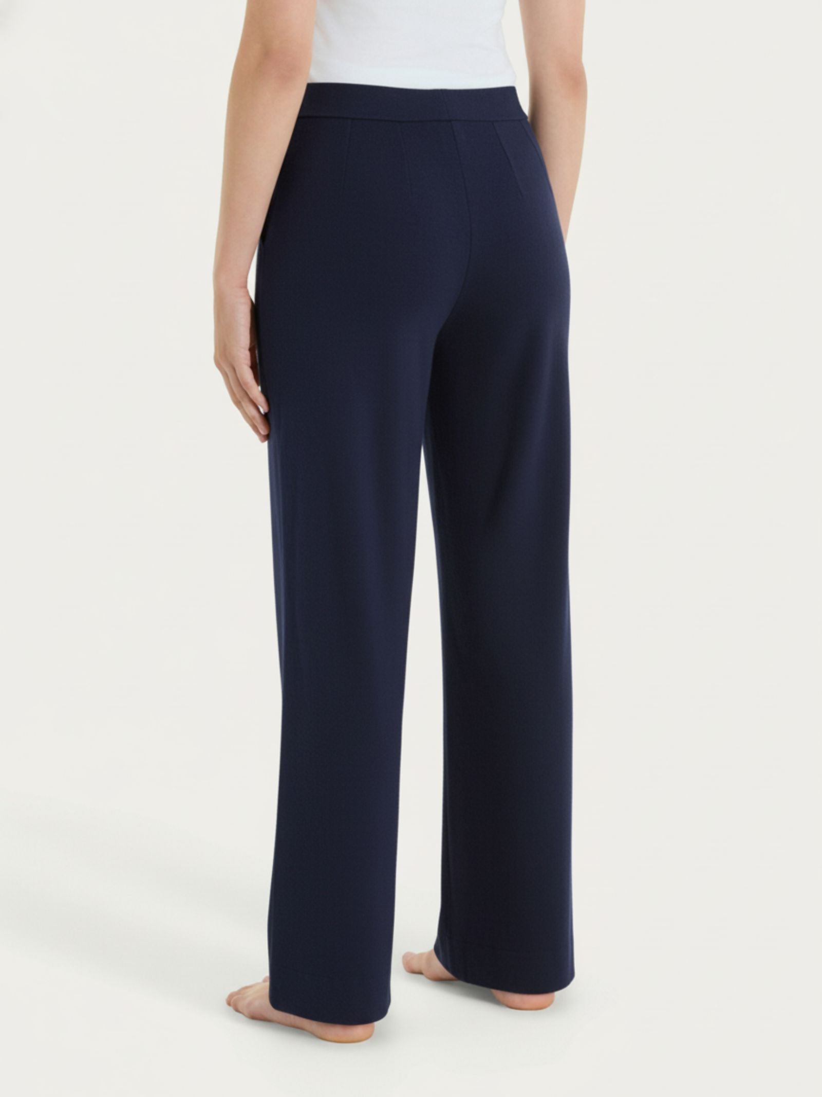 Ragno Jersey di Cotone pantalone ampio Bleu wide leg donna
