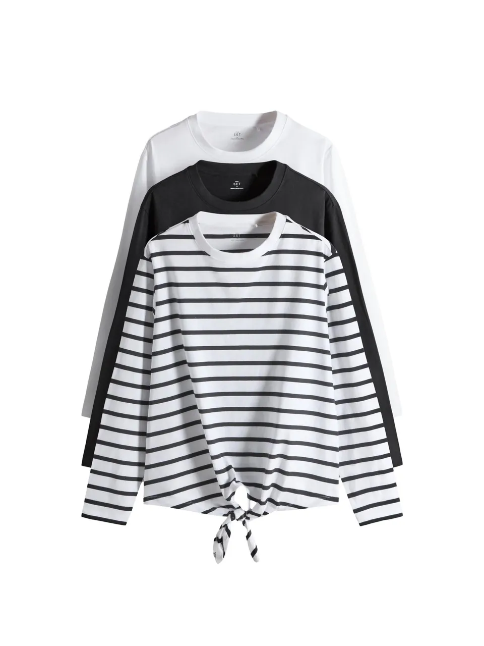 Next The Set T-Shirt Donna Manica Lunga Allacciatura da 3