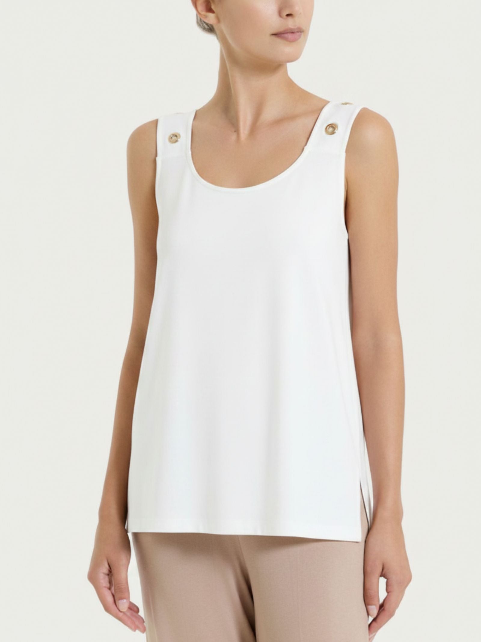 Ragno Viscosa Summer Top Spalla Larga Bianco