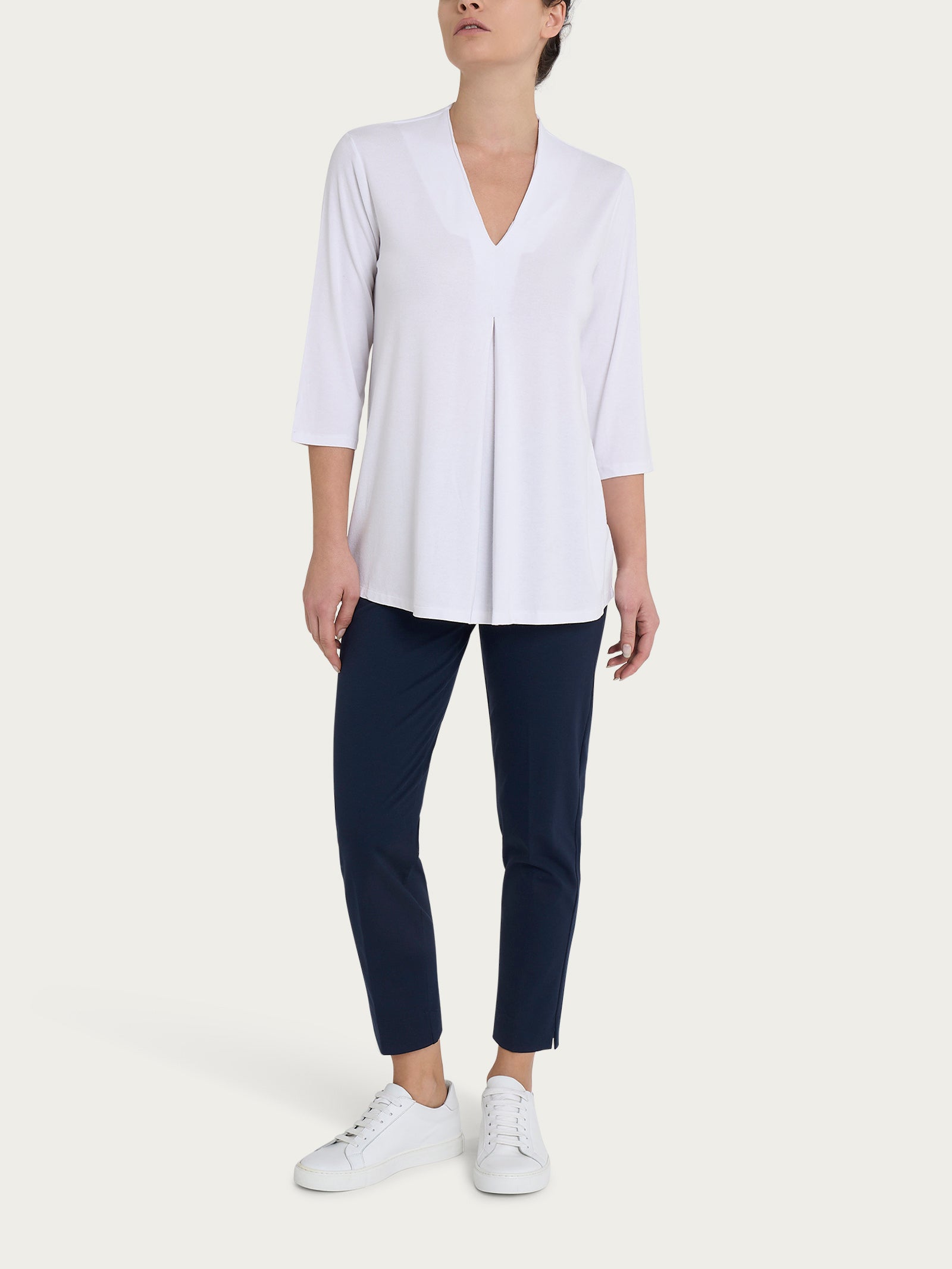 Ragno Viscosa Summer Maglietta scollo V manica 3/4 Bianco