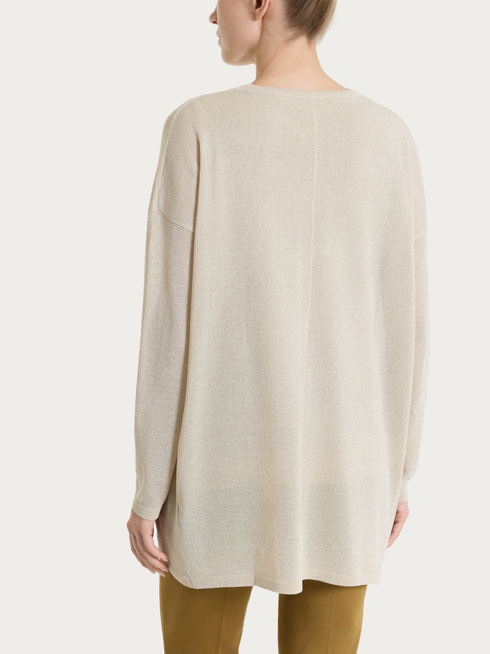 Ragno Crêpe Lurex cardigan aperto beige lungo luminoso