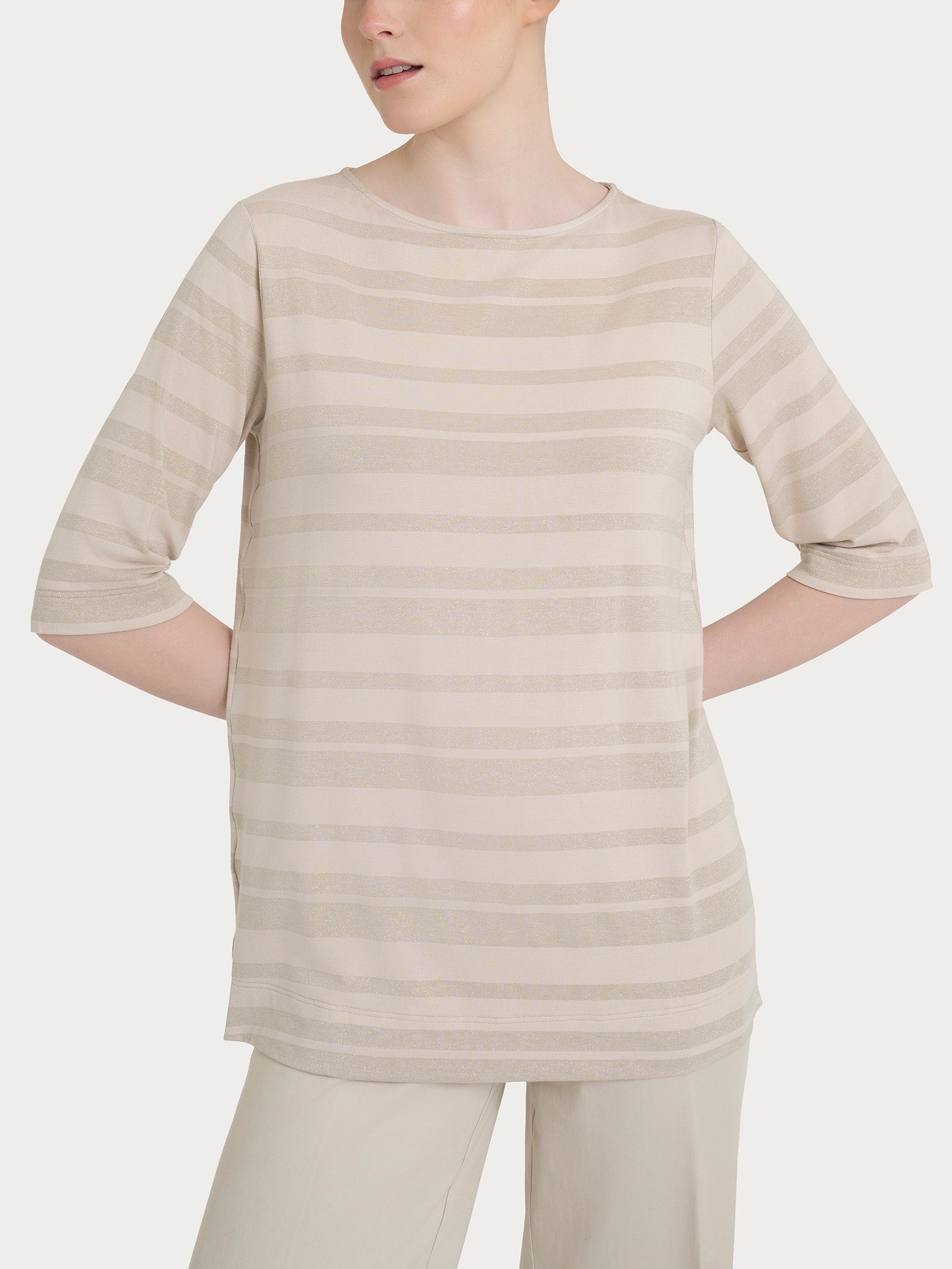 Ragno Viscosa Summer Maglietta Stripes Champignon righe lurex