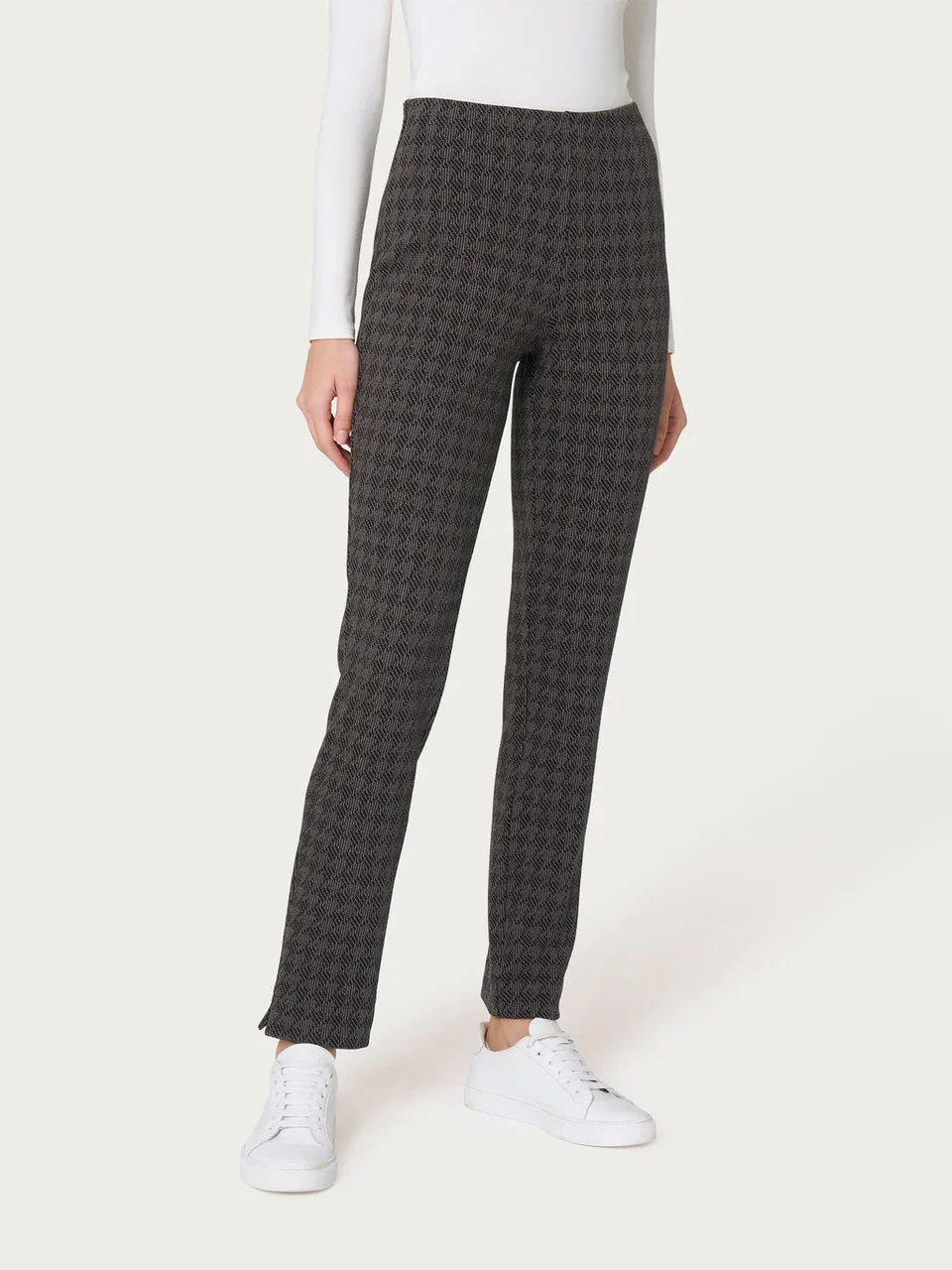 Ragno Compact Pantalone Sigaretta Pied-de-poule Pine Bark