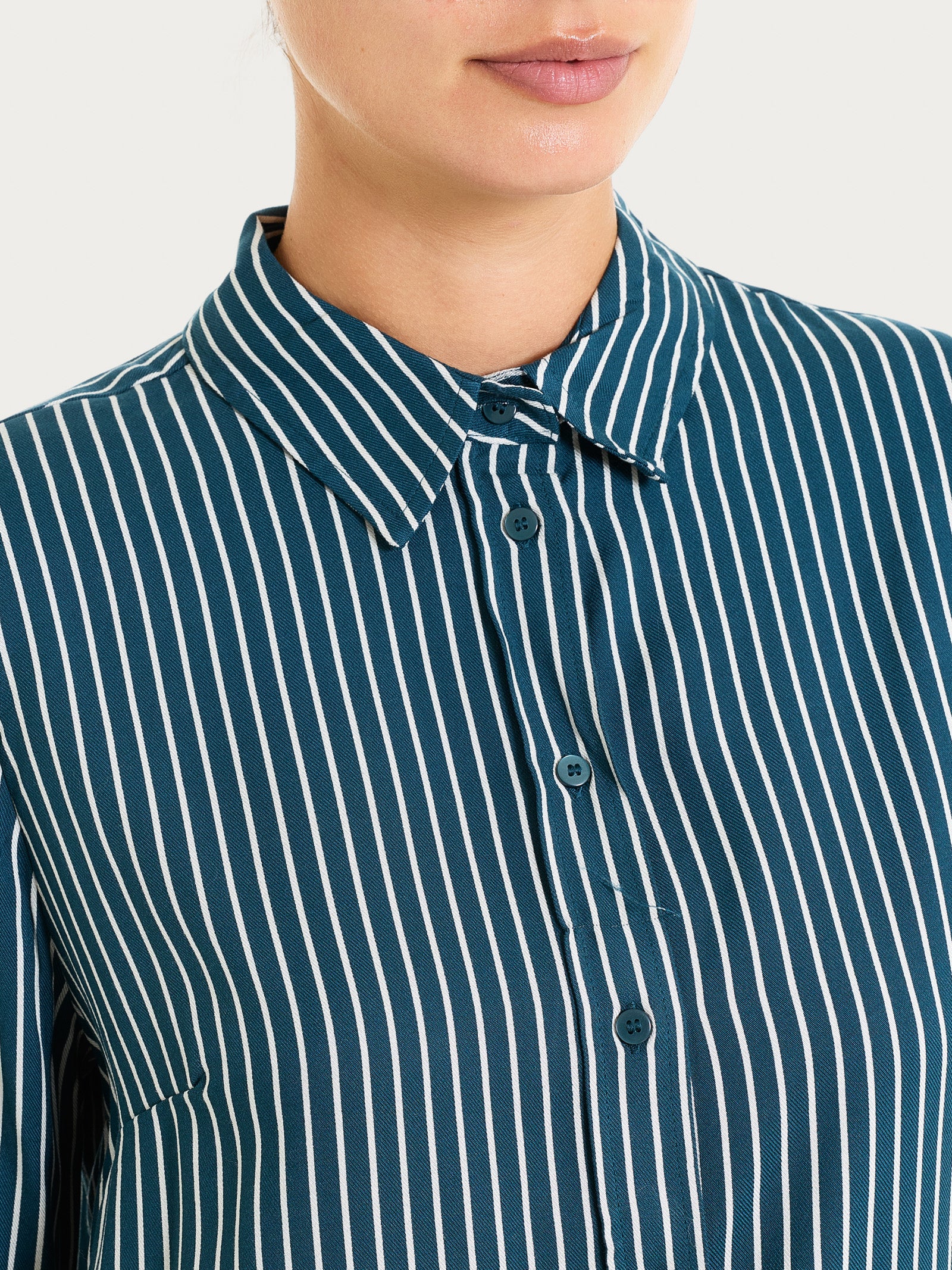 Ragno Winter EcoSeta Camicia a righe viscosa Blu Reflecting Pond