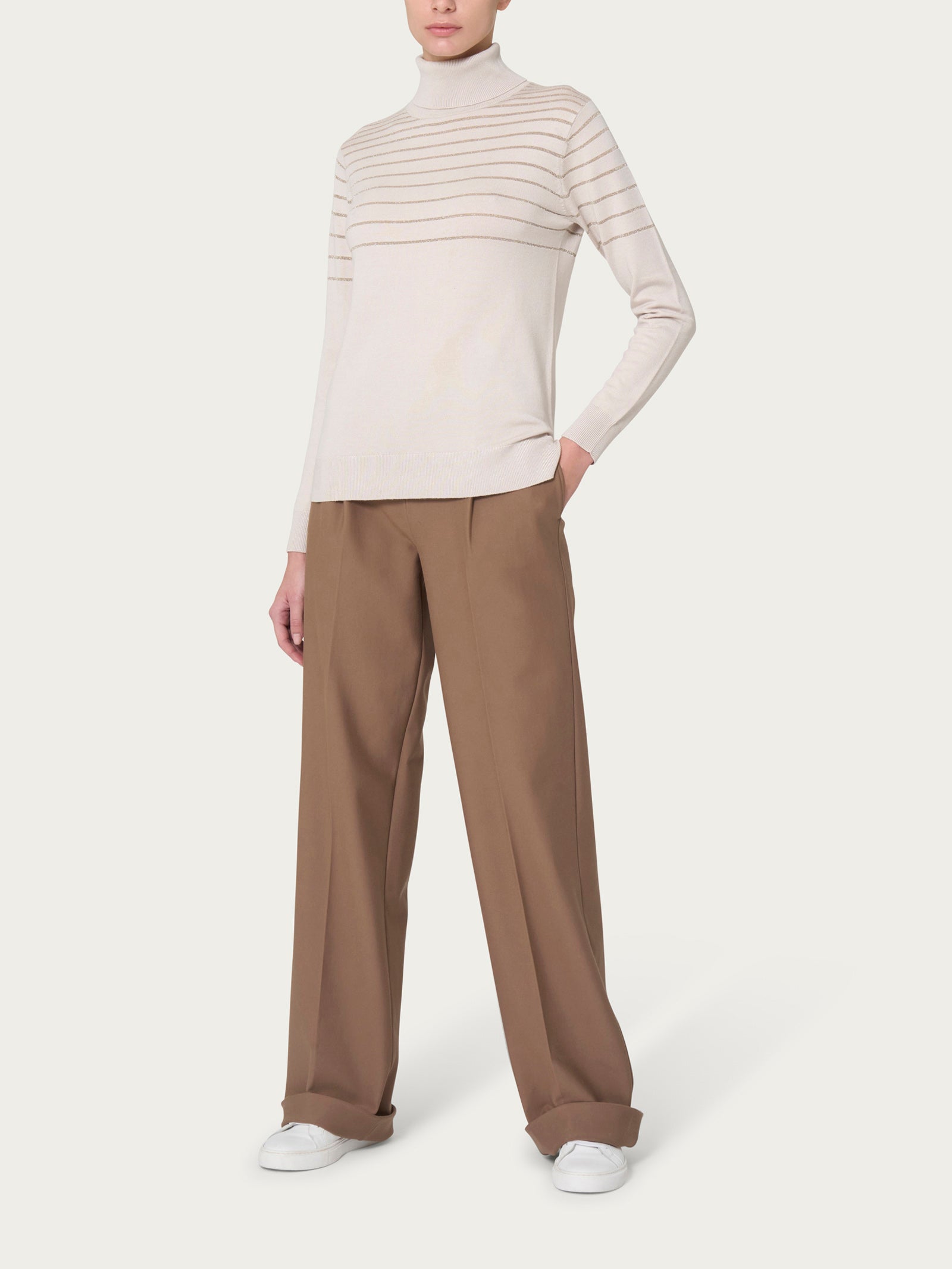 Ragno Four Seasons dolcevita righe lurex nero