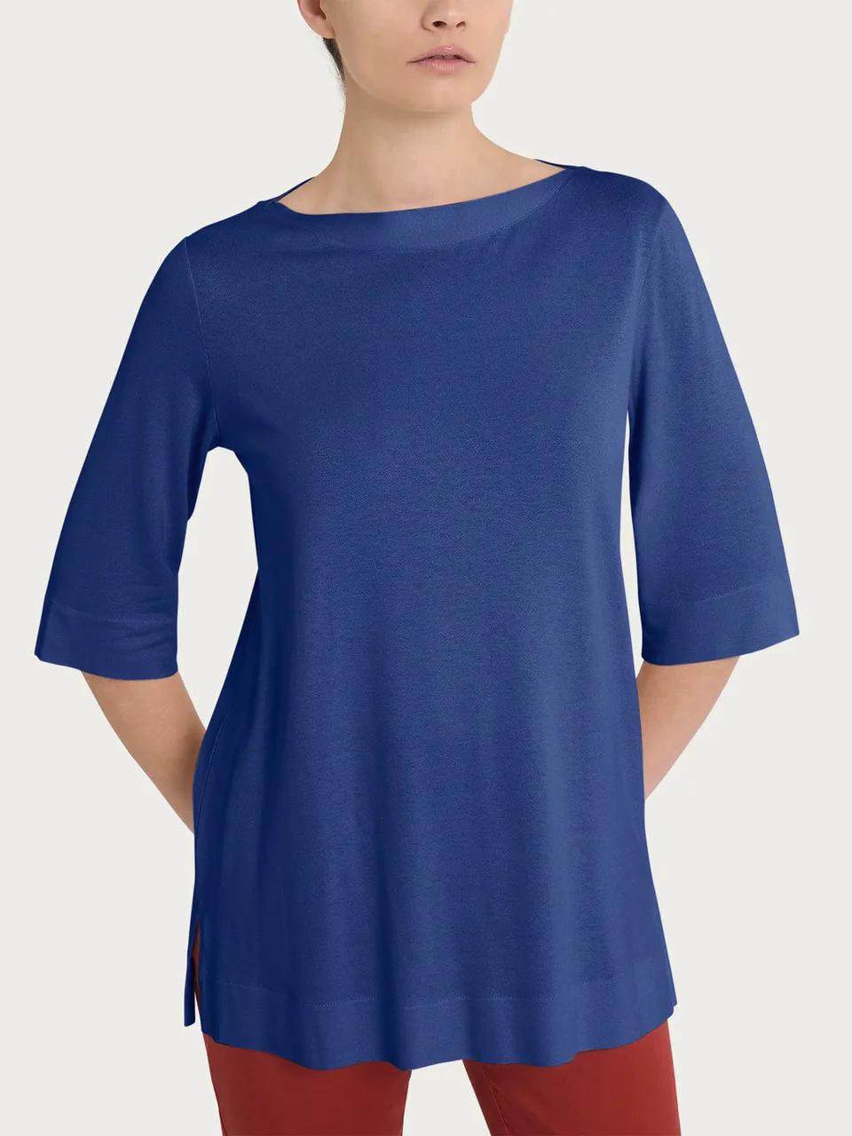 Ragno Maglia Manica 3/4 Viscosa Crepe Blu Mirtillo