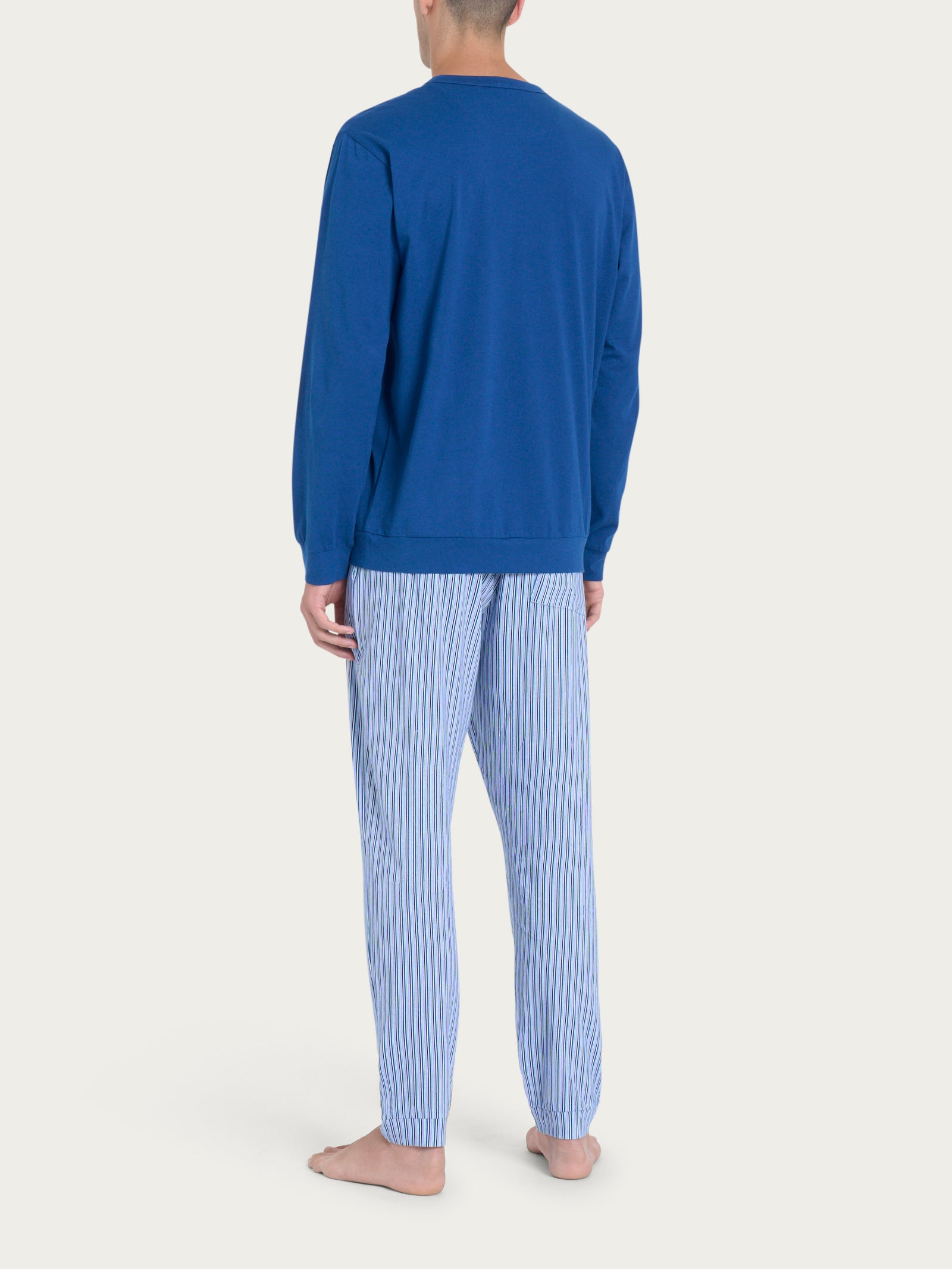 Ragno Pigiama Lungo Serafino Jersey Cotone Navy Peony