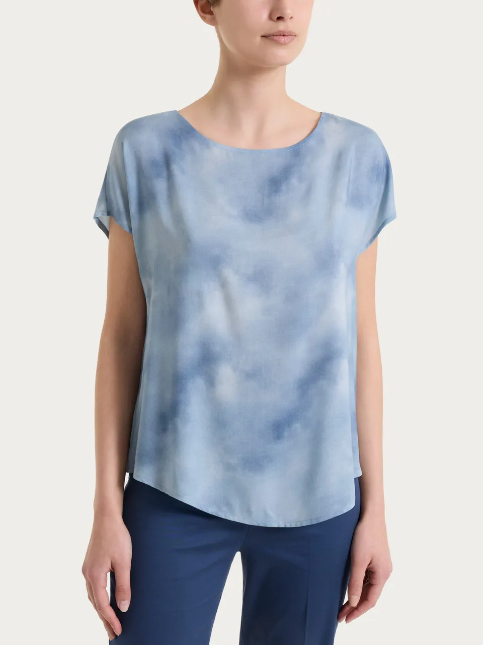Ragno EcoSeta Fant. Blue Fog blusa manica corta