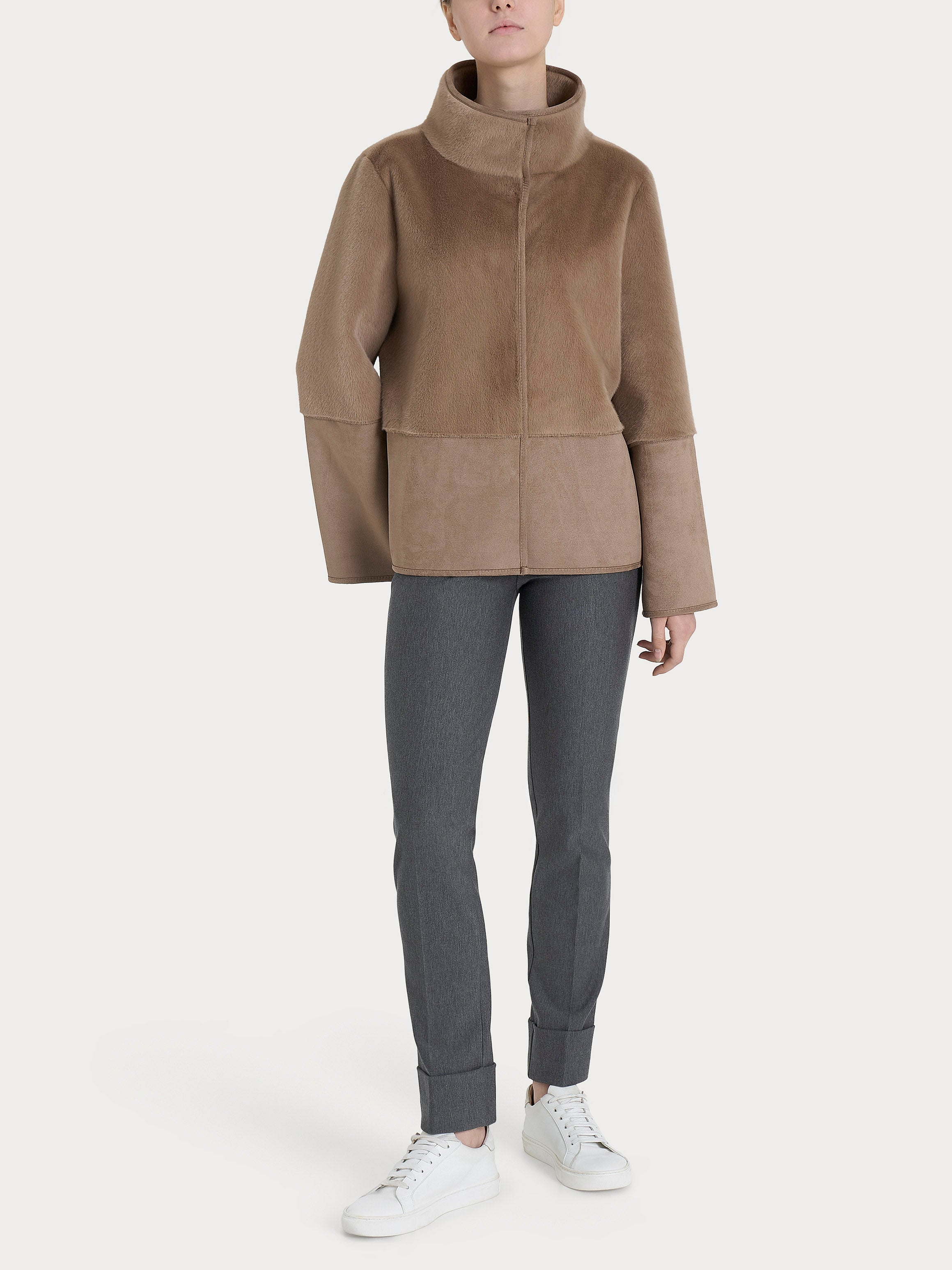 Ragno Vegan Shearling giacca corta double-face Pine Bark