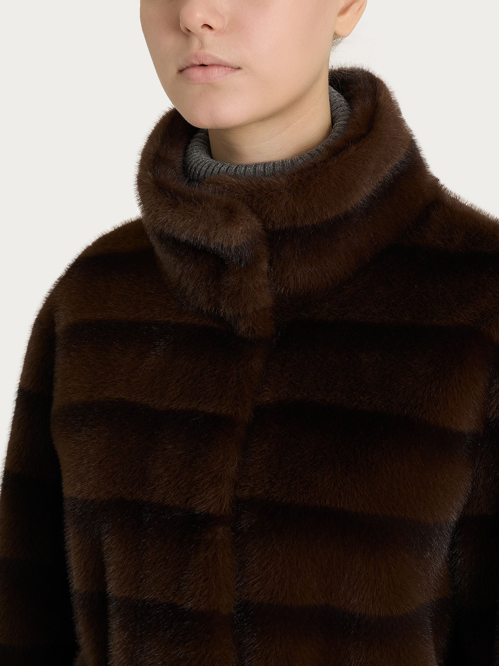Ragno Vegan Fur Cappotto cintura double-face Chocolate