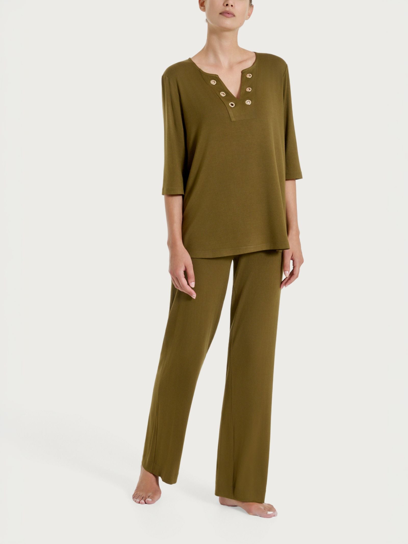 Ragno Viscosa Summer maglietta scollo V verde maniche 3/4