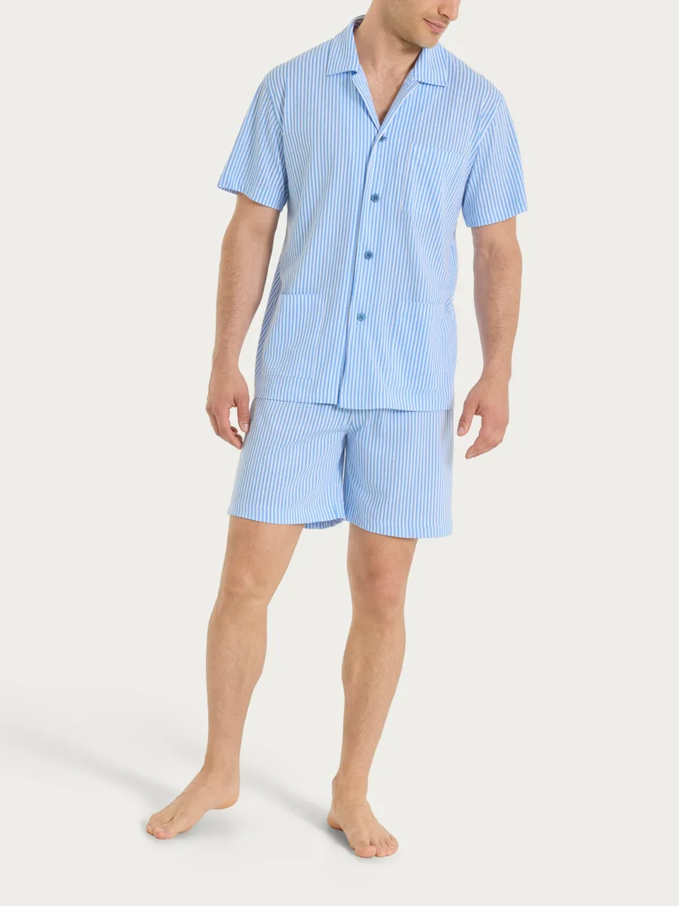 Ragno Jersey di Cotone pigiama corto uomo bianco righe
