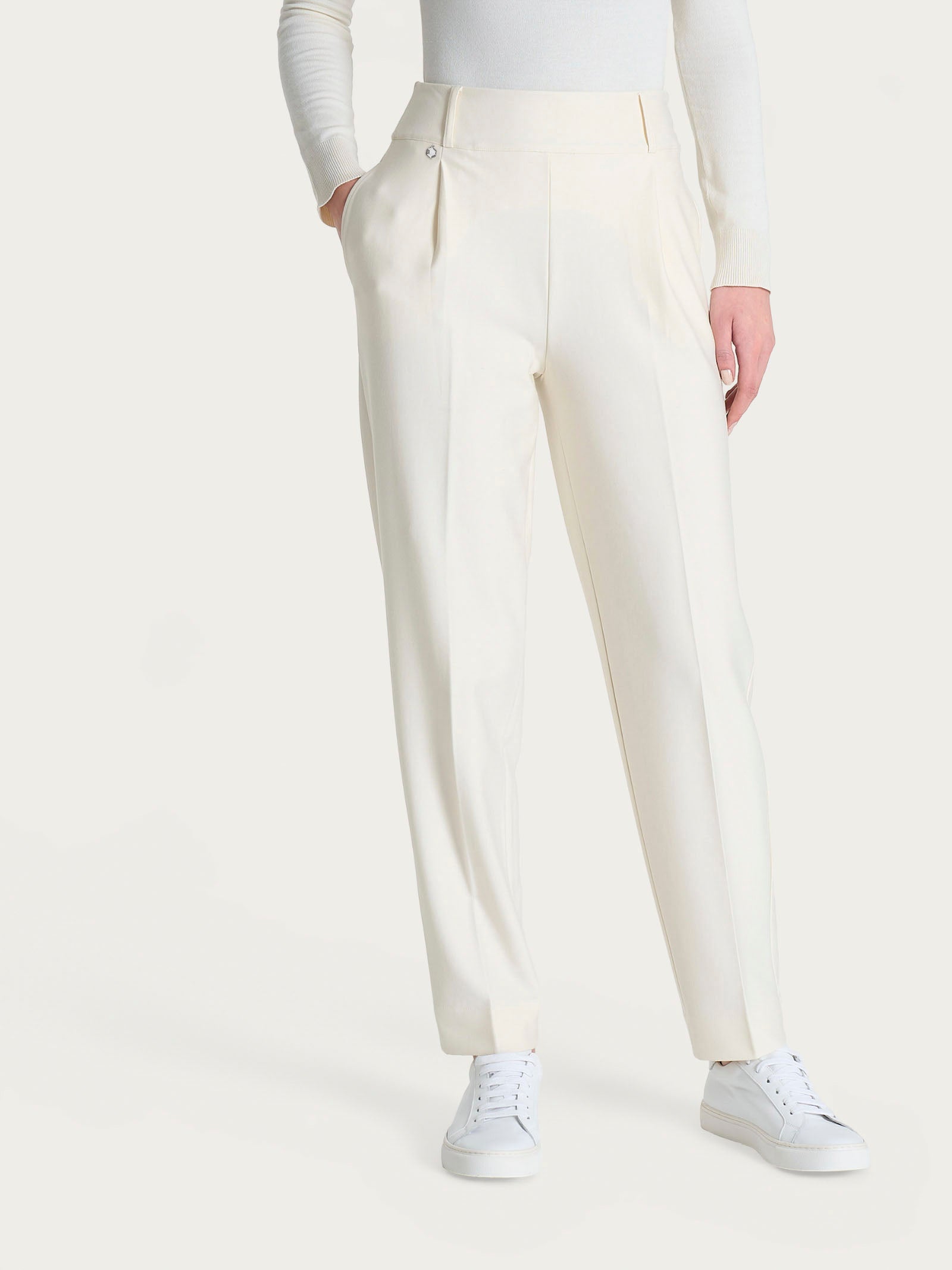 Ragno Gem pantalone carota tapered avorio elasticizzato