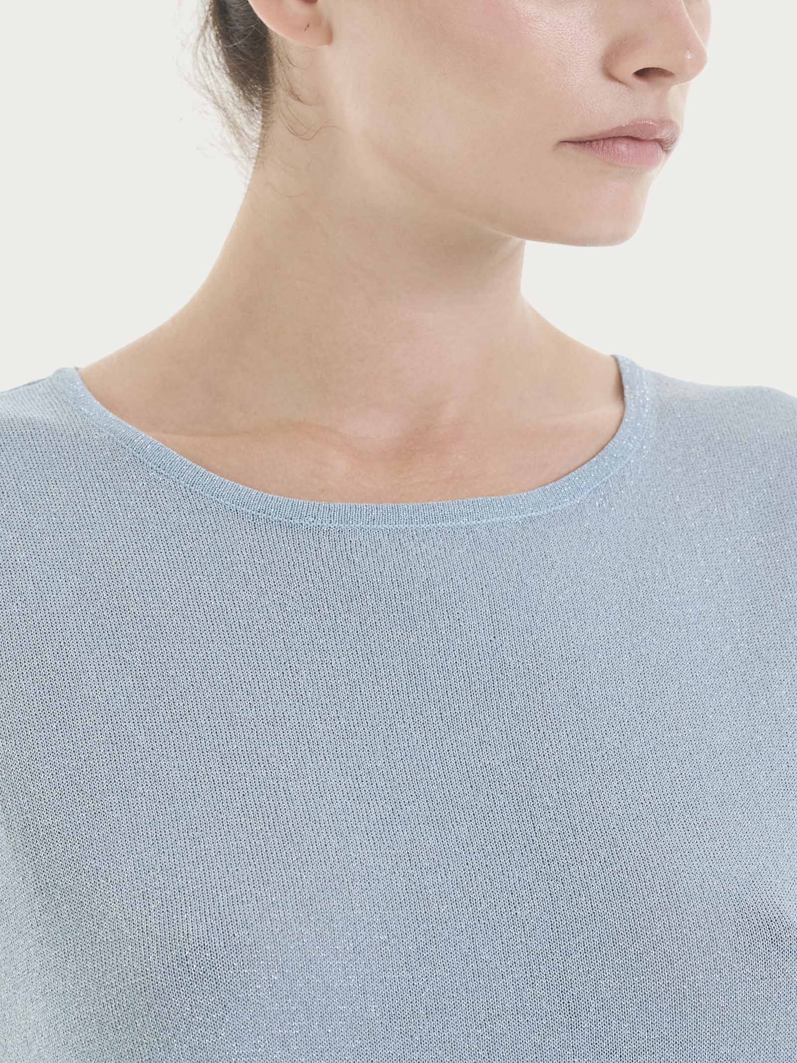 Ragno Crêpe Lurex maglia smanicata Dusty Blue brillante