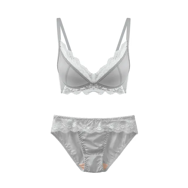 Maria Grazia Severi completo bralette pizzo grigio argento