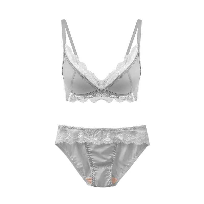 Maria Grazia Severi completo bralette pizzo grigio argento