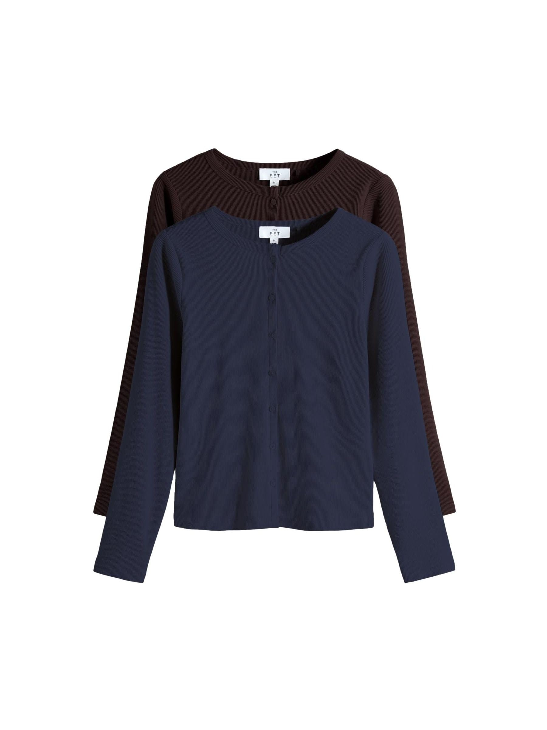 Geo Next The Set cardigan donna maniche lunghe 2 pezzi coste