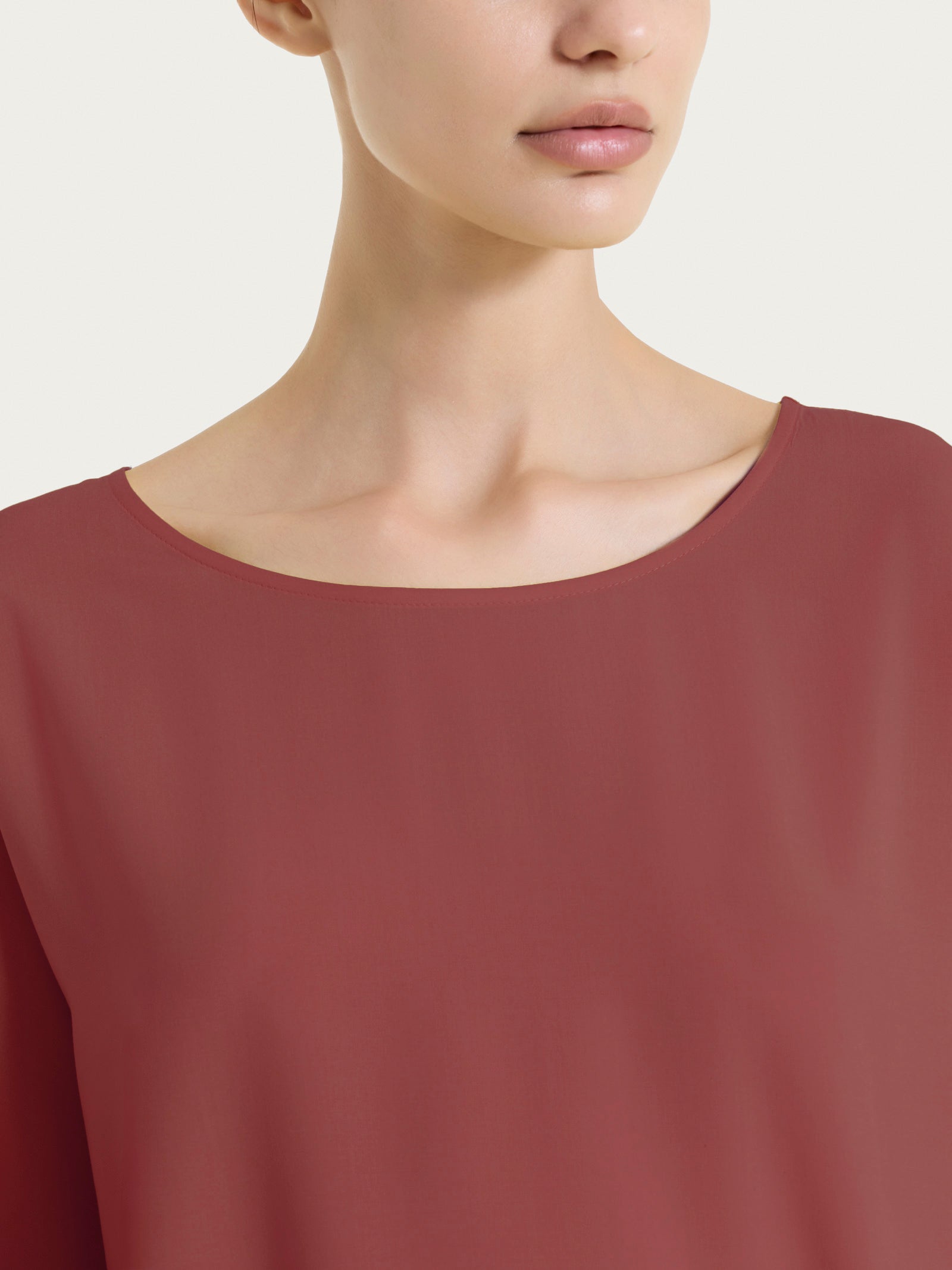Ragno Blusa Manica 3/4 Voile Stretch Mahogany in Viscosa