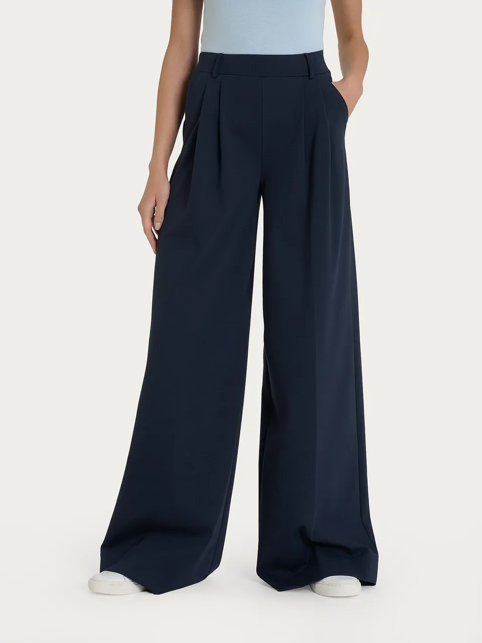 Ragno Compact Light pantalone palazzo Bleu pinces