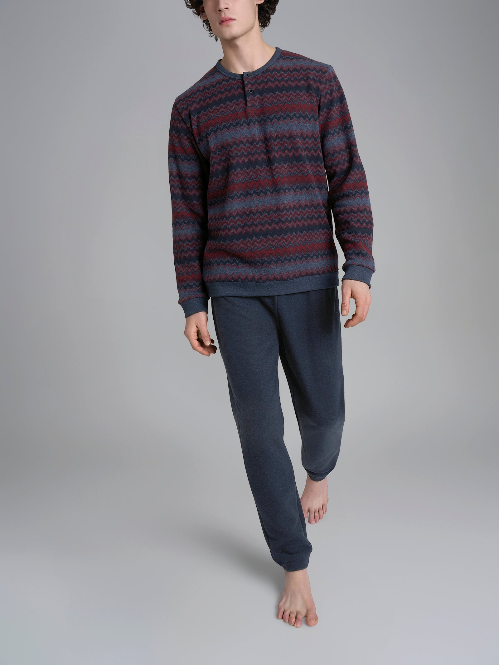 Ragno Sport pigiama serafino zig zag pile indigo