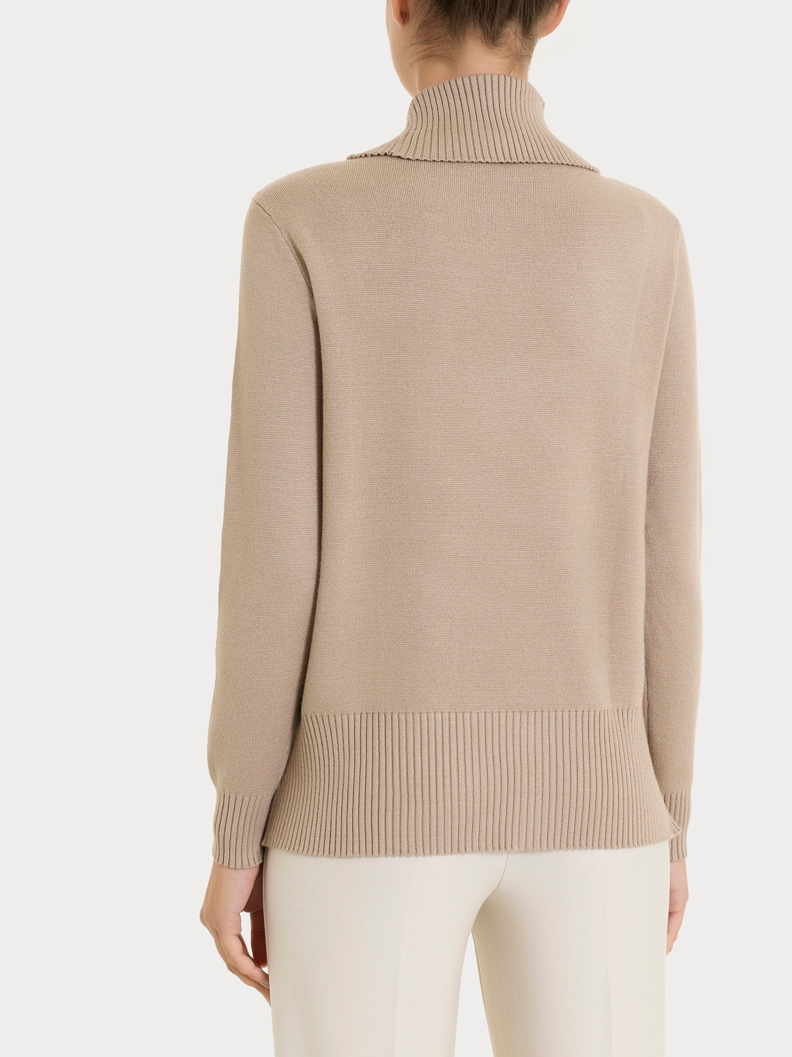 Ragno Super Soft Maglia con collo alto con spacco cammello