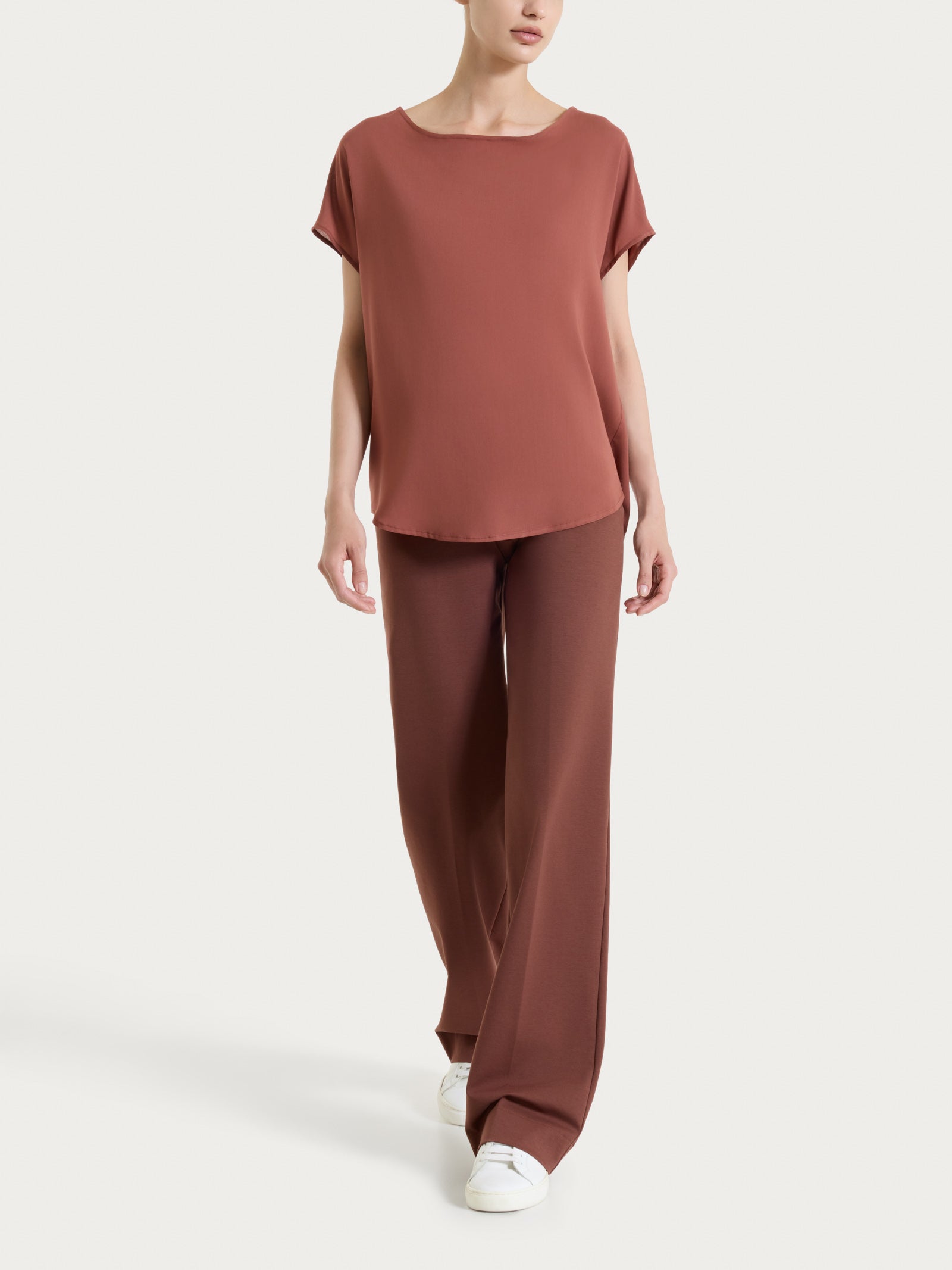 Ragno Voile Stretch kimono blusa Mahogany leggera