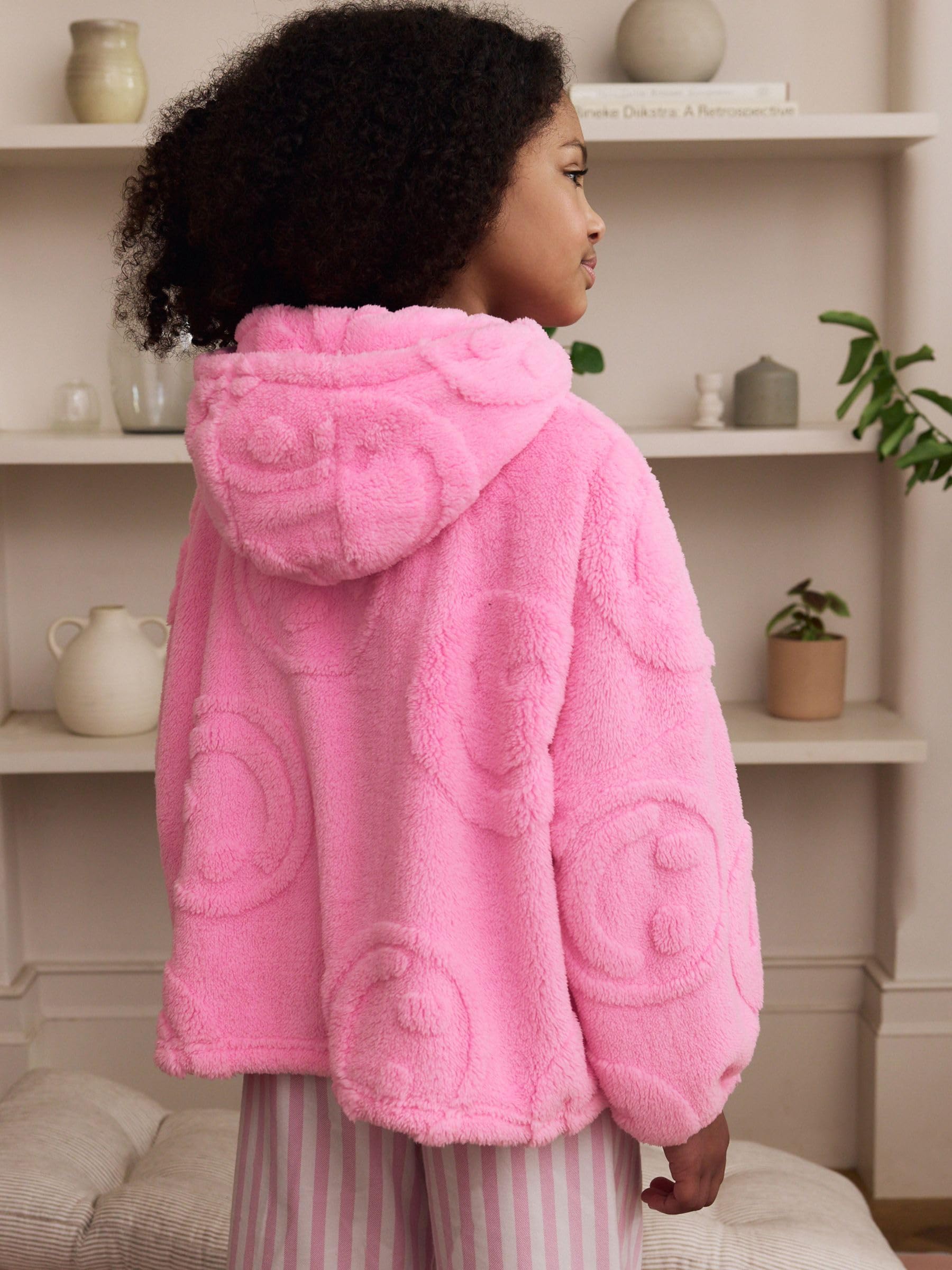 Next coperta con cappuccio bambina pile jacquard 146-158 faccine
