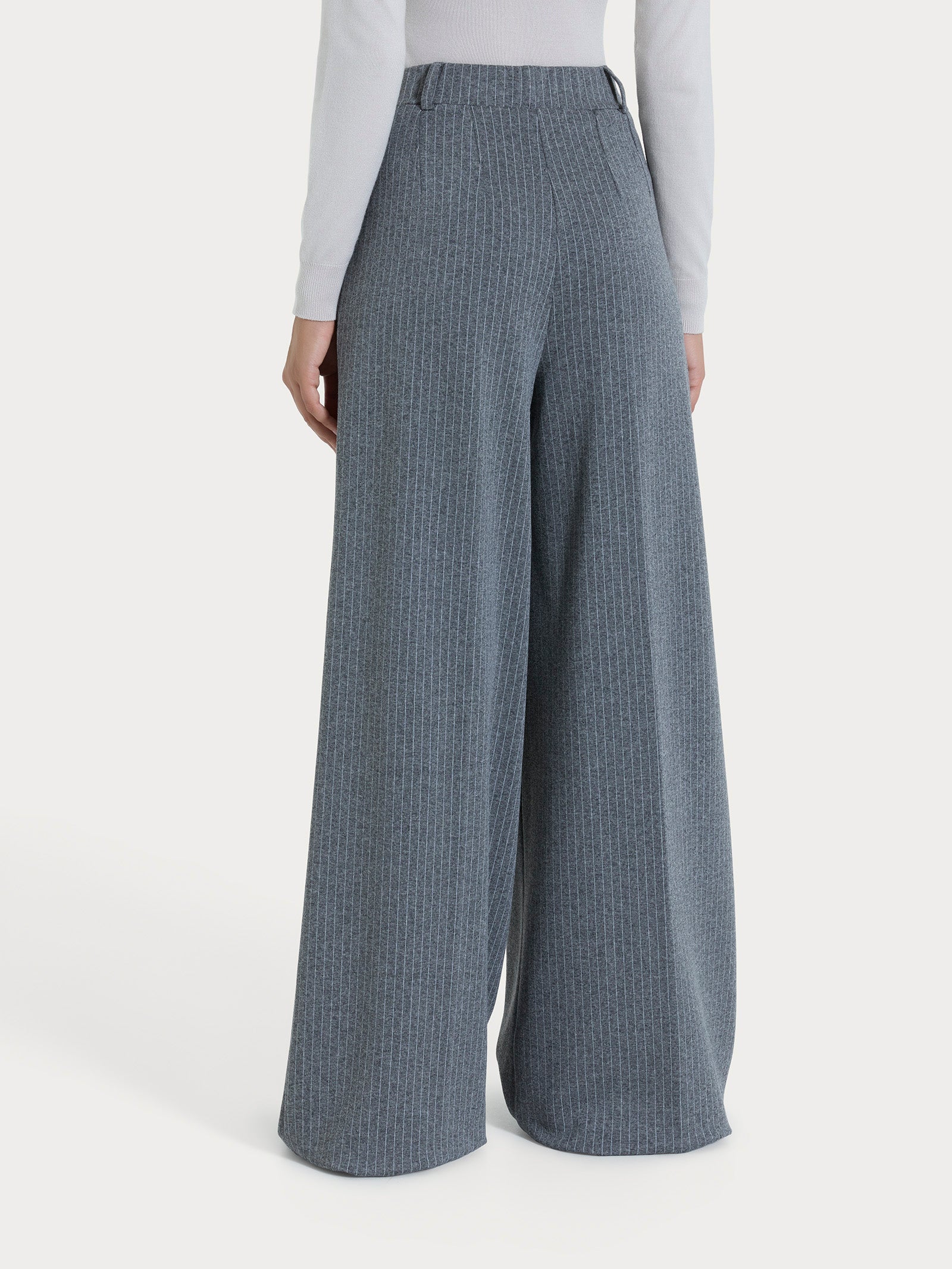 Ragno Eco Jacquard pantalone palazzo gessato Ardesia viscosa
