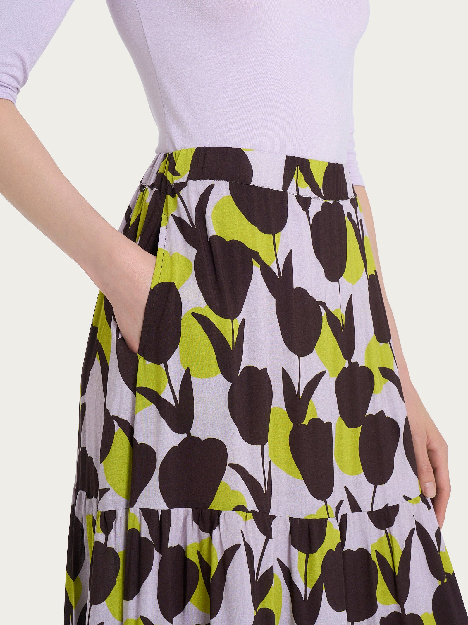 Ragno Ecoseta gonna lunga tulipani Grenoble Green