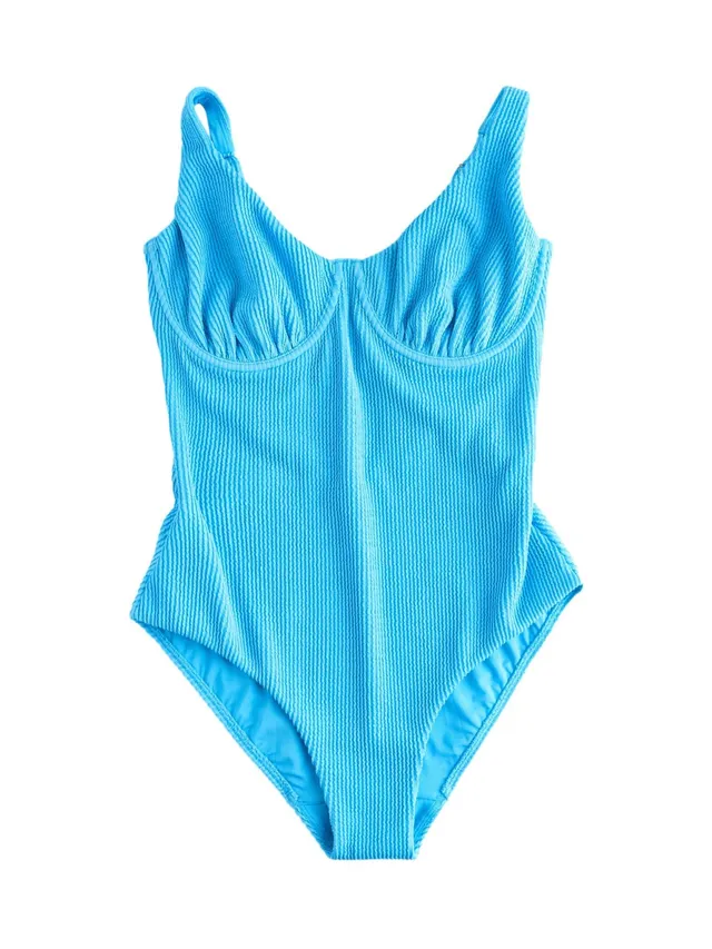 Next Tummy Control DD+ con Ferretto costume Aqua Blue Crinkle 36