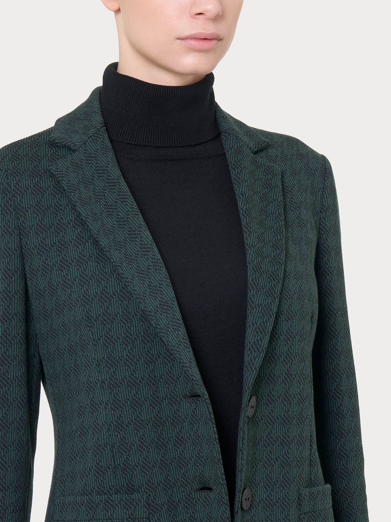 Ragno Eco Jacquard blazer donna due bottoni Rain Forest