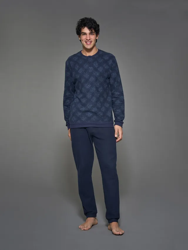 Ragno Cotton Eco Pile Pigiama Serafino Tartan Delavé caldo