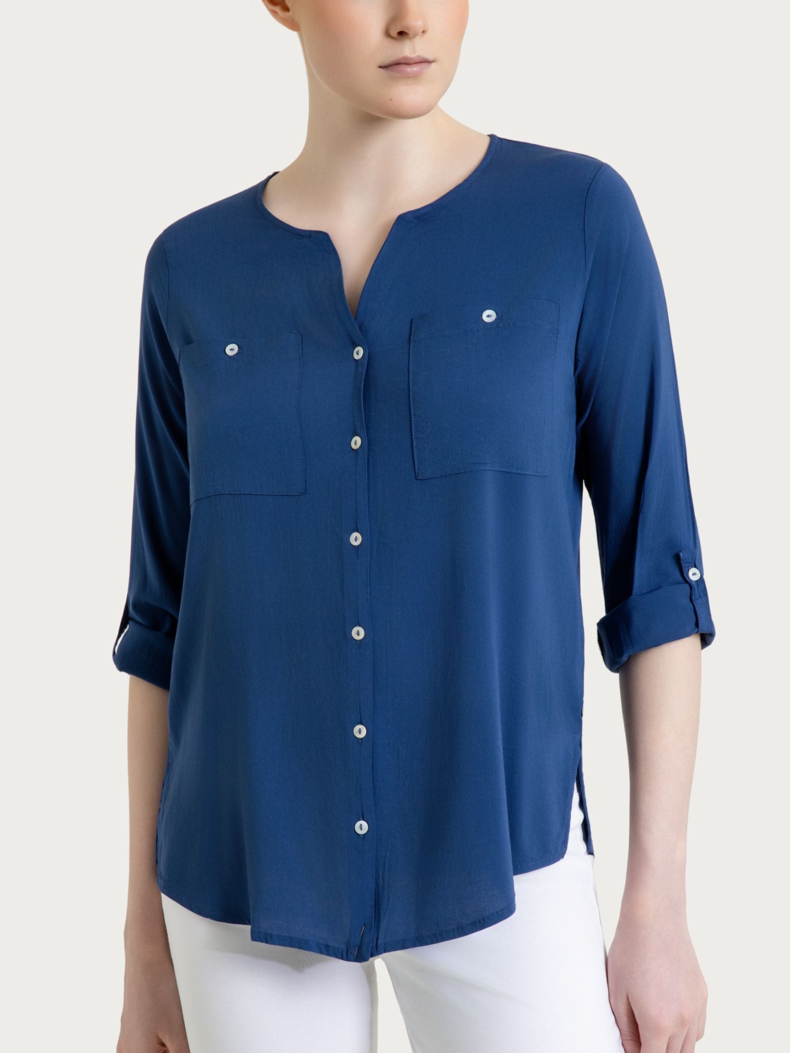 Ragno Viscosa Camicia blu Oceana voile