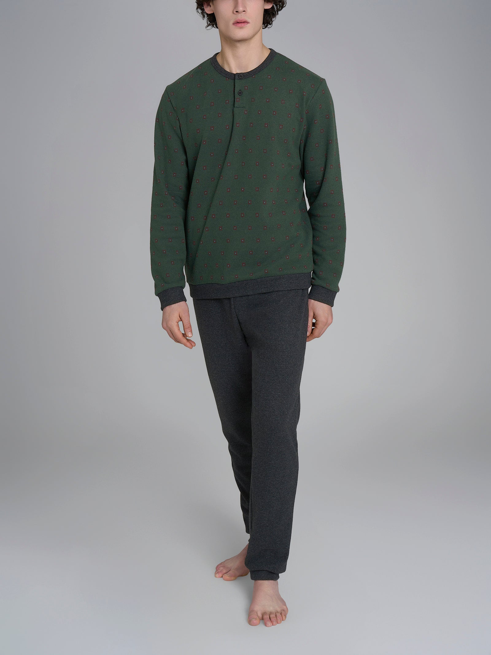 Ragno Sport Pigiama Serafino Cotton Eco Pile Uomo Smeraldo
