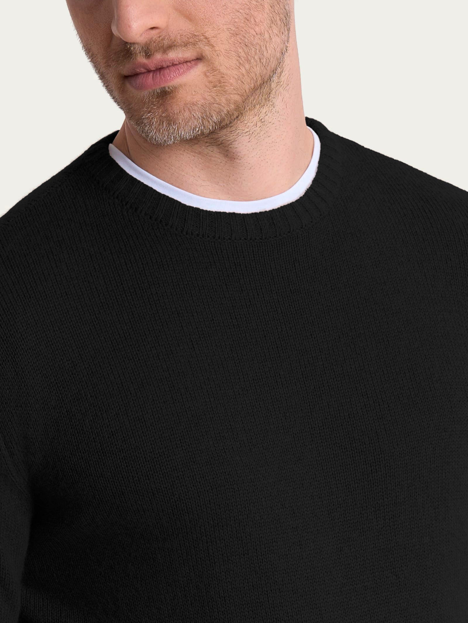 Ragno Natural Soft Pull Girocollo Uomo Nero lana