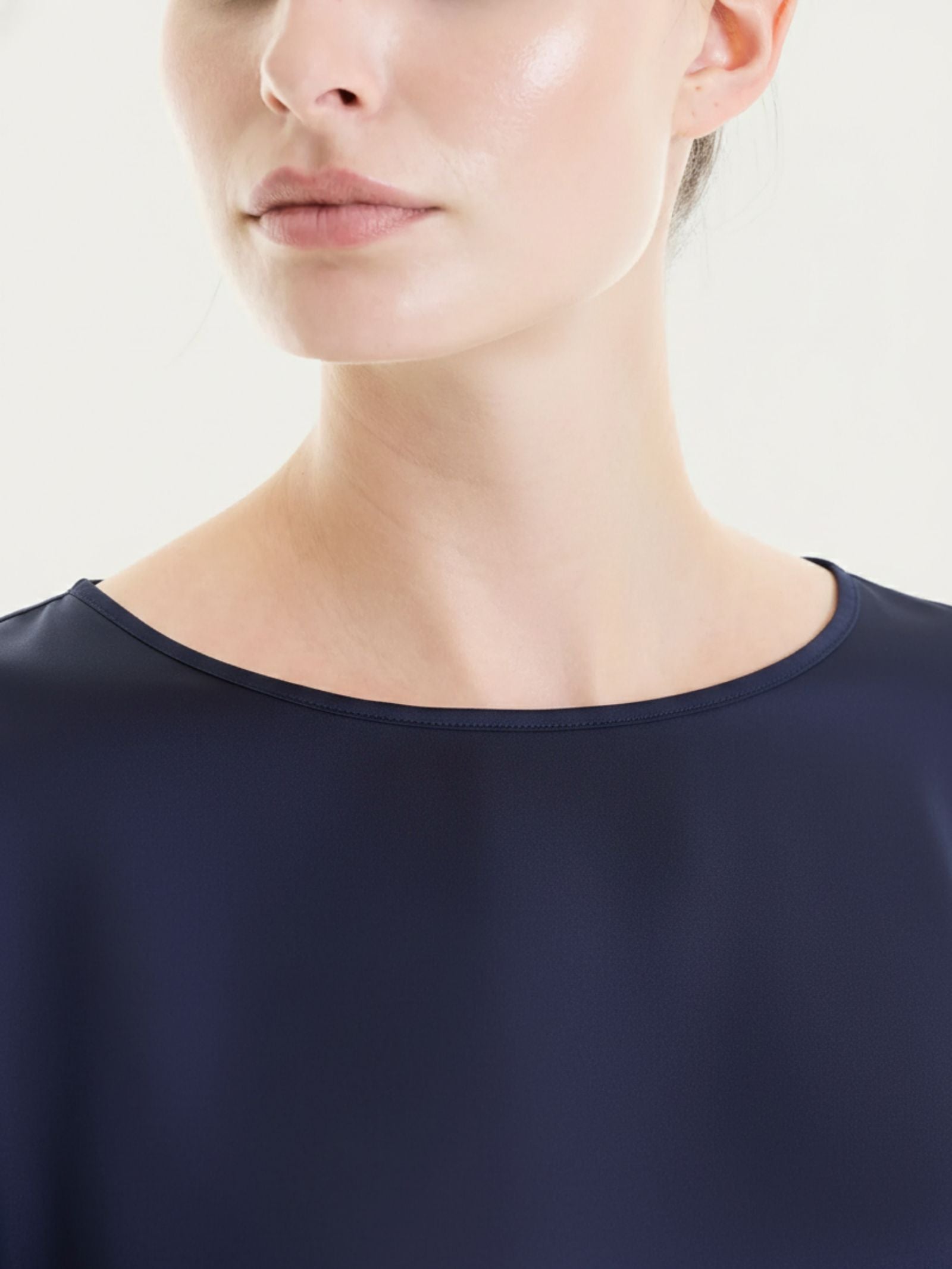 Ragno Stretch Satin blusa manica 3/4 bleu luminosa