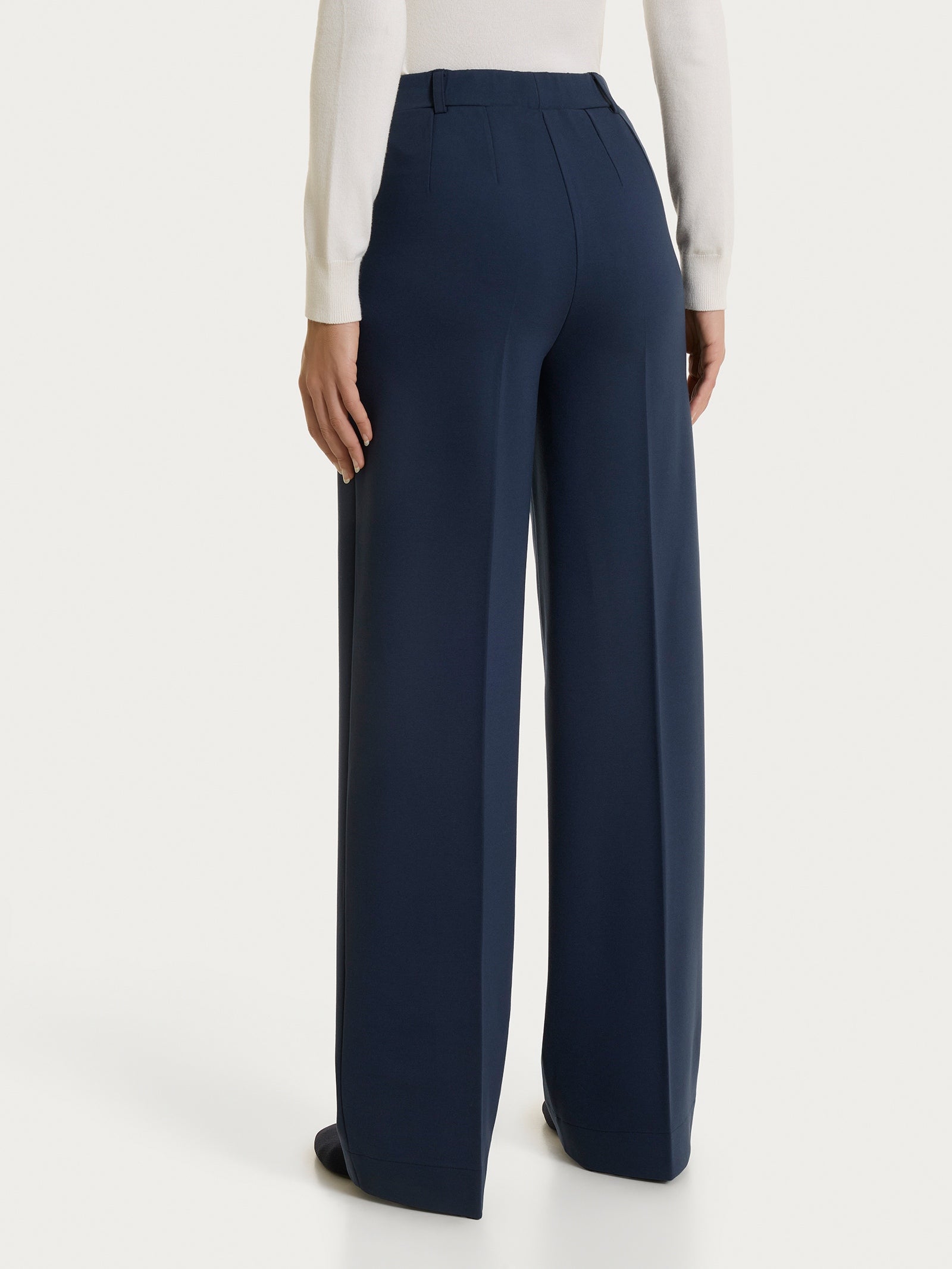Ragno Cashmere Compact pantalone palazzo blu tasche