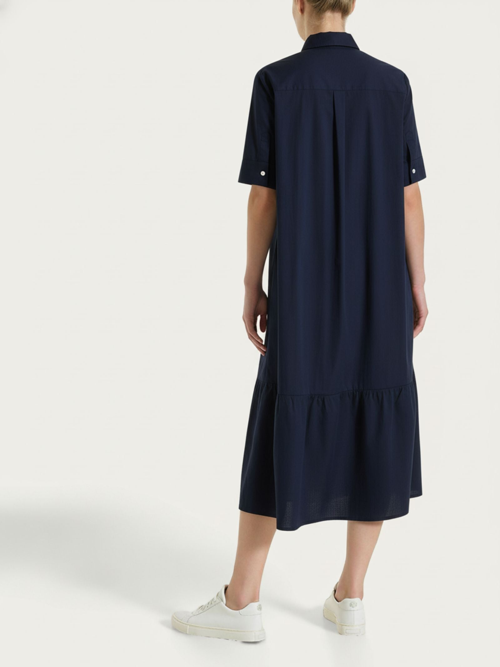 Ragno Abito Lungo Collo Camicia Poplin Cotone Blu fresco