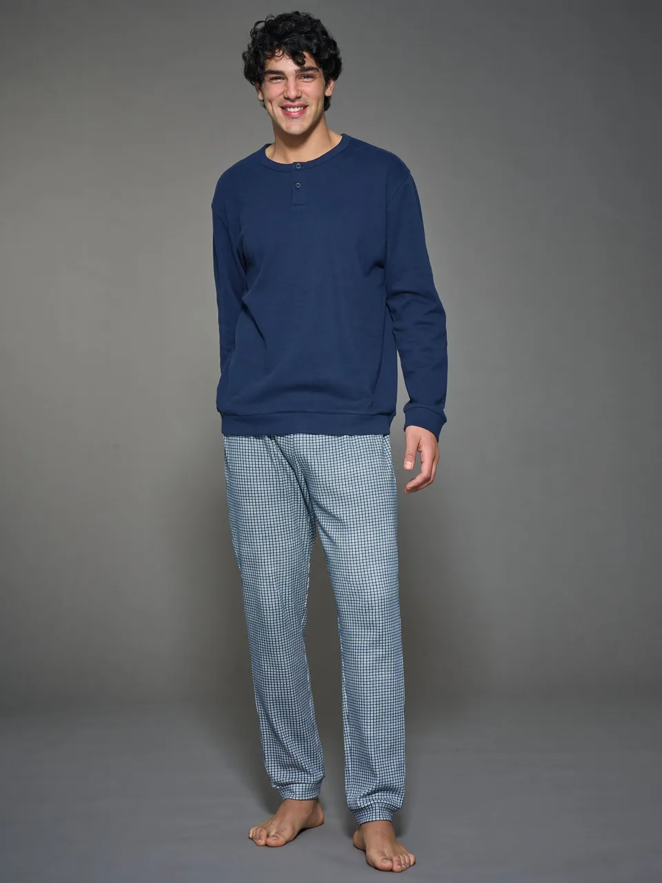 Ragno Pigiama serafino interlock cotone Fant. Navy Blazer