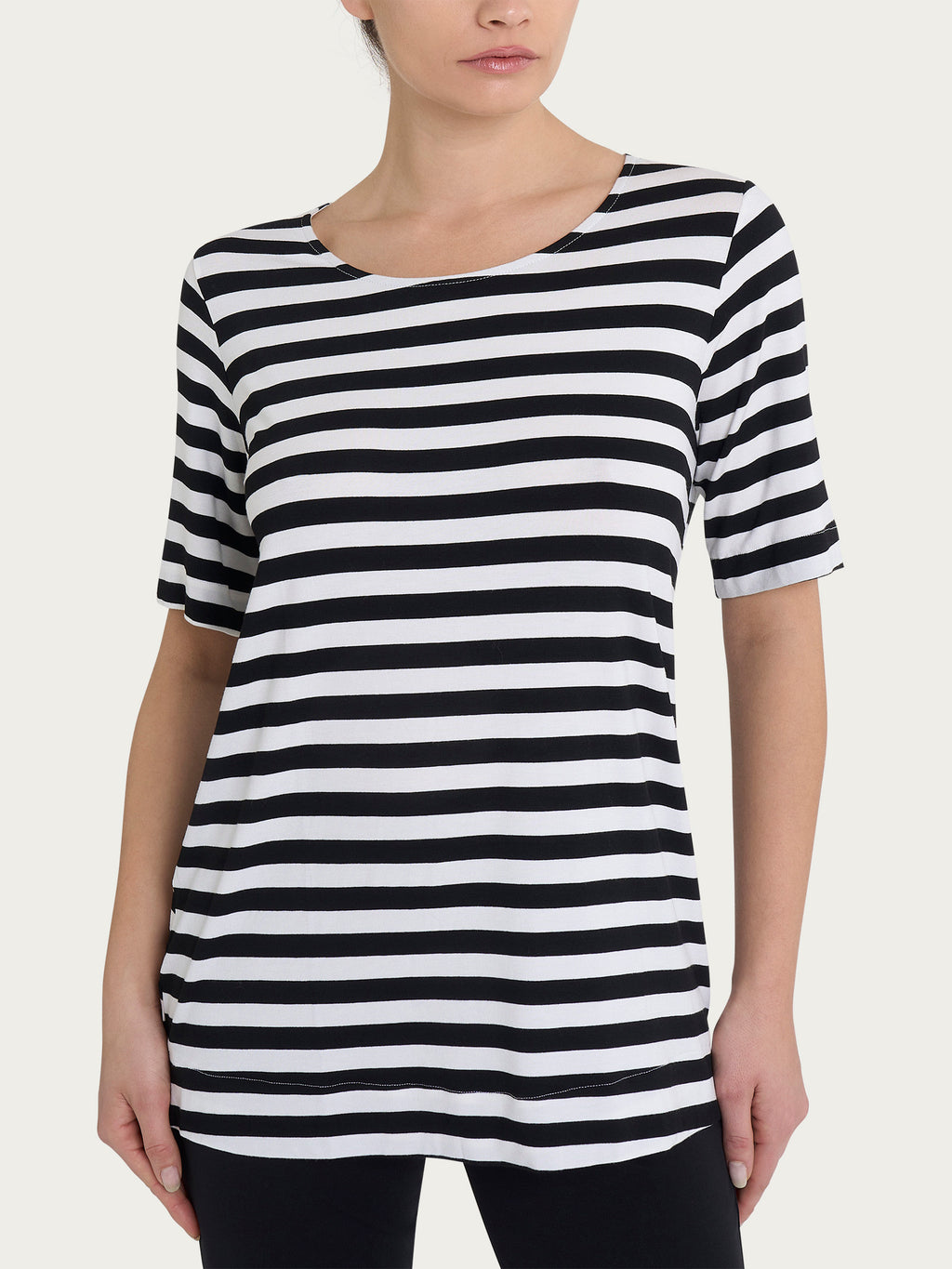 Ragno Viscosa Summer T-shirt Donna Fantasia Black Equal Stripe
